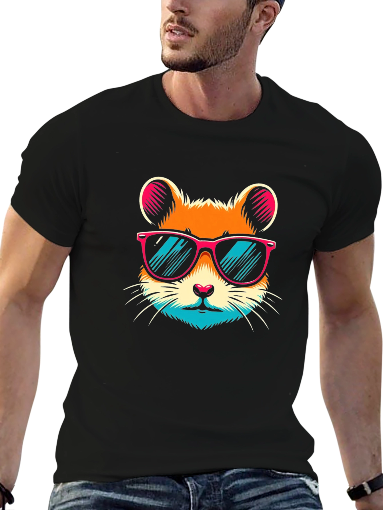 Cool Hamster Graphic Tee - Black Unisex T-Shirt