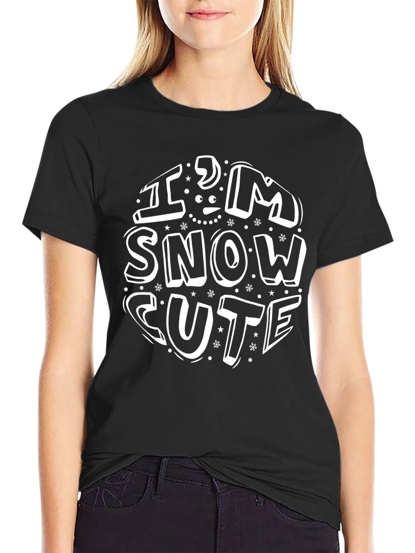 Im Snow Cute Graphic Tee - Black