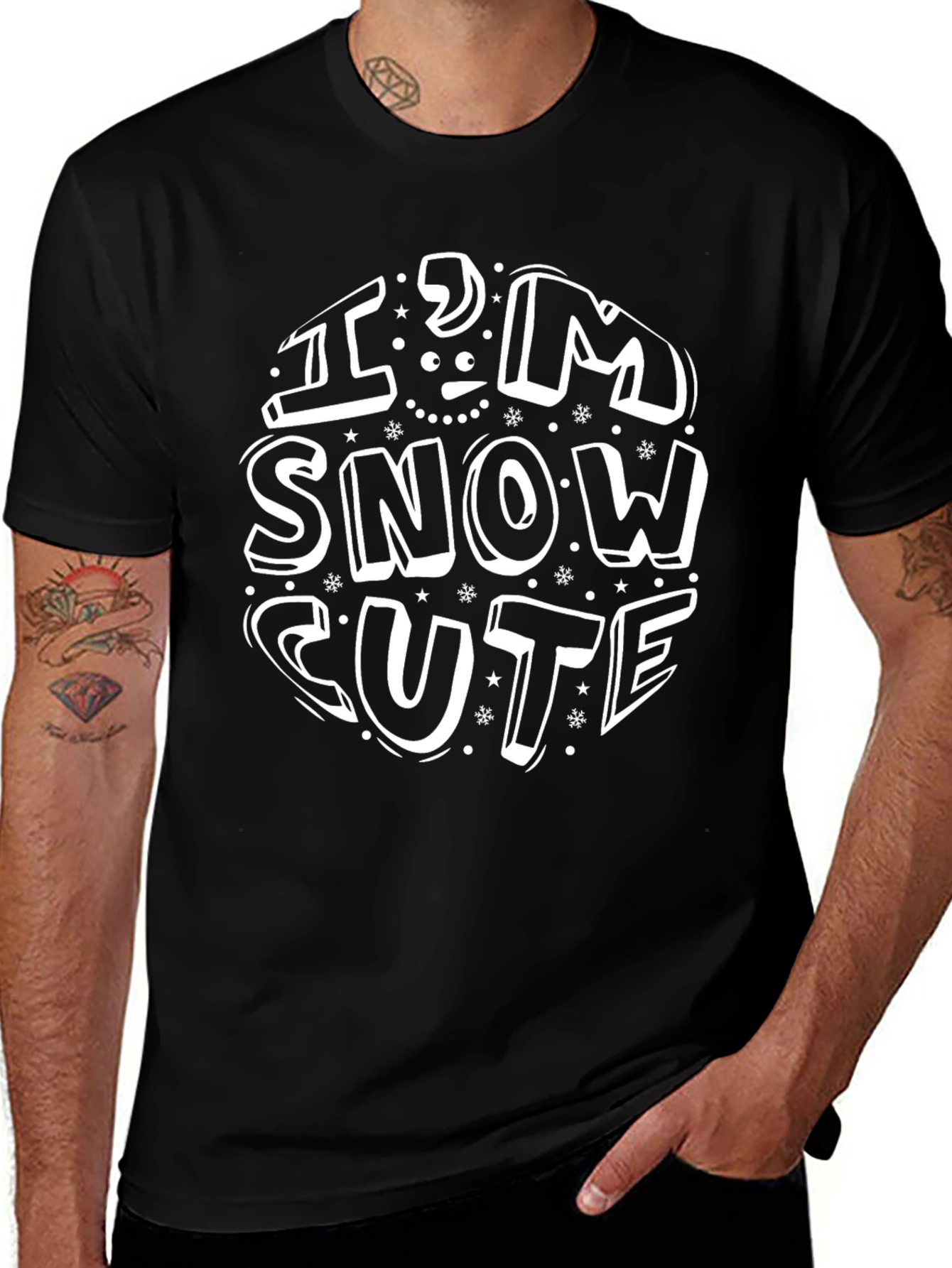 Im Snow Cute Graphic Tee - Black