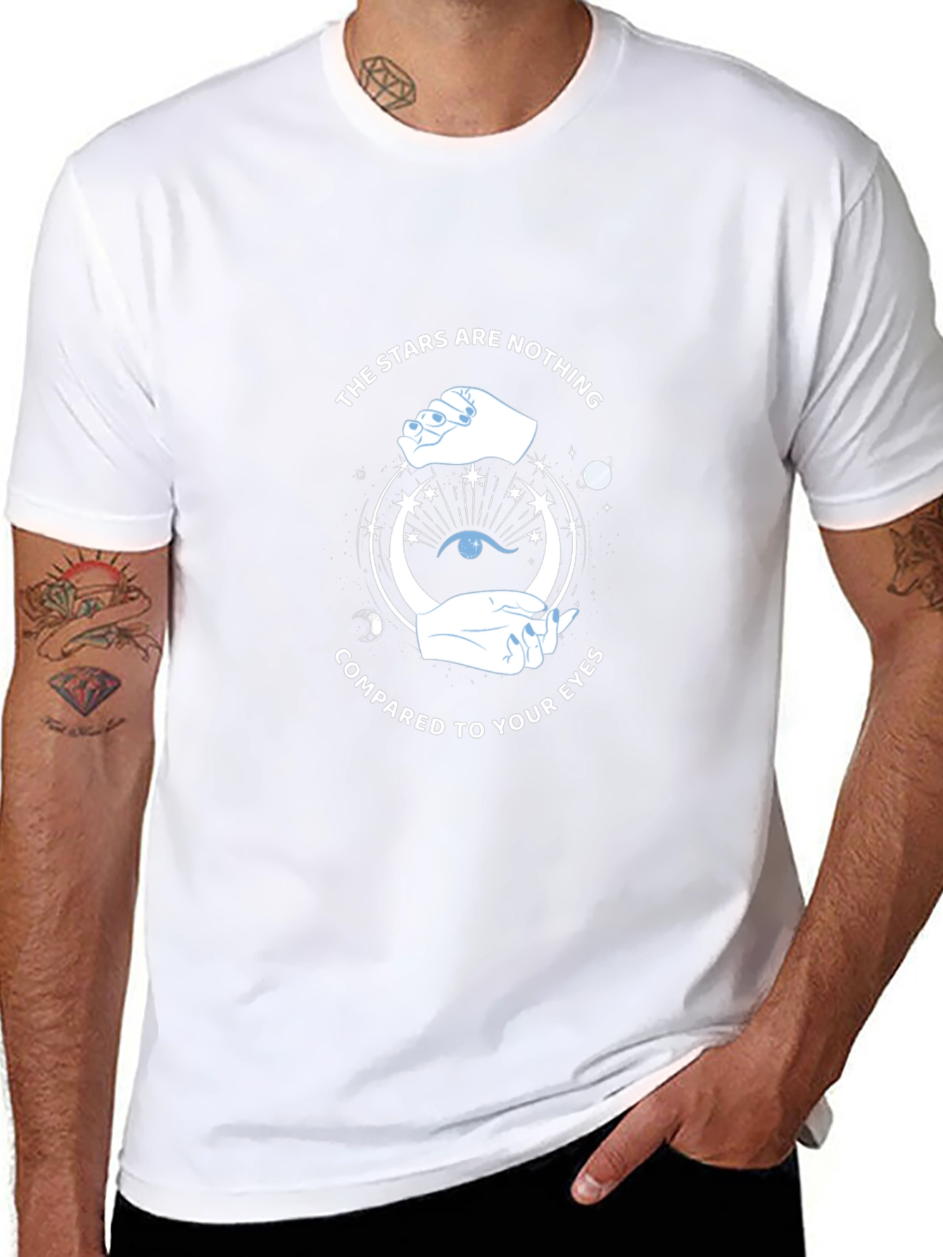 Celestial Eye Graphic Tee - Stars Compared to Your Eyes