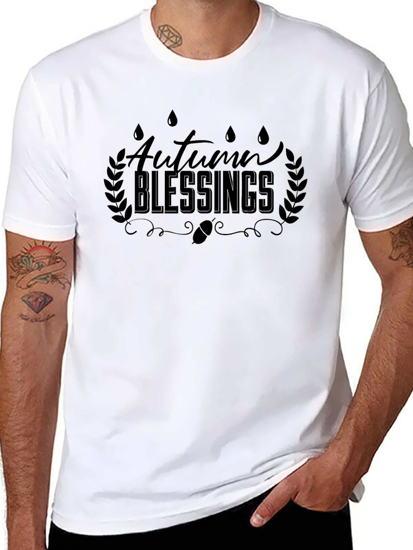 Autumn Blessings Black Graphic T-Shirt