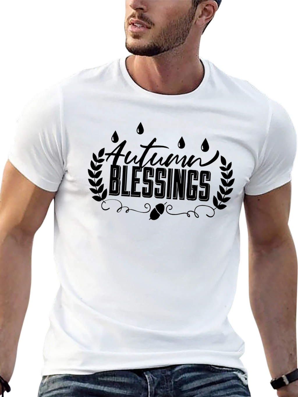Autumn Blessings Black Graphic T-Shirt