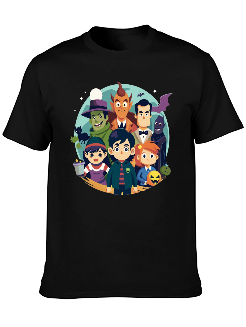 Cartoon Monster Squad Black T-Shirt