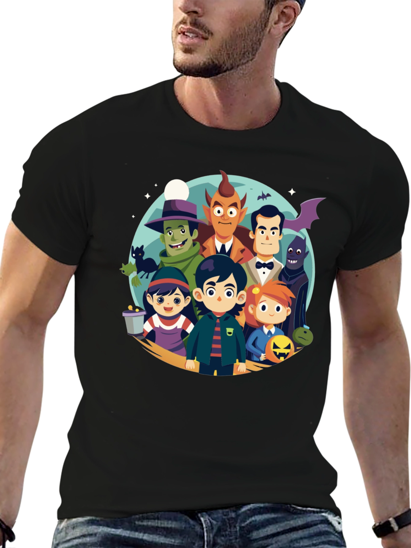 Cartoon Monster Squad Black T-Shirt