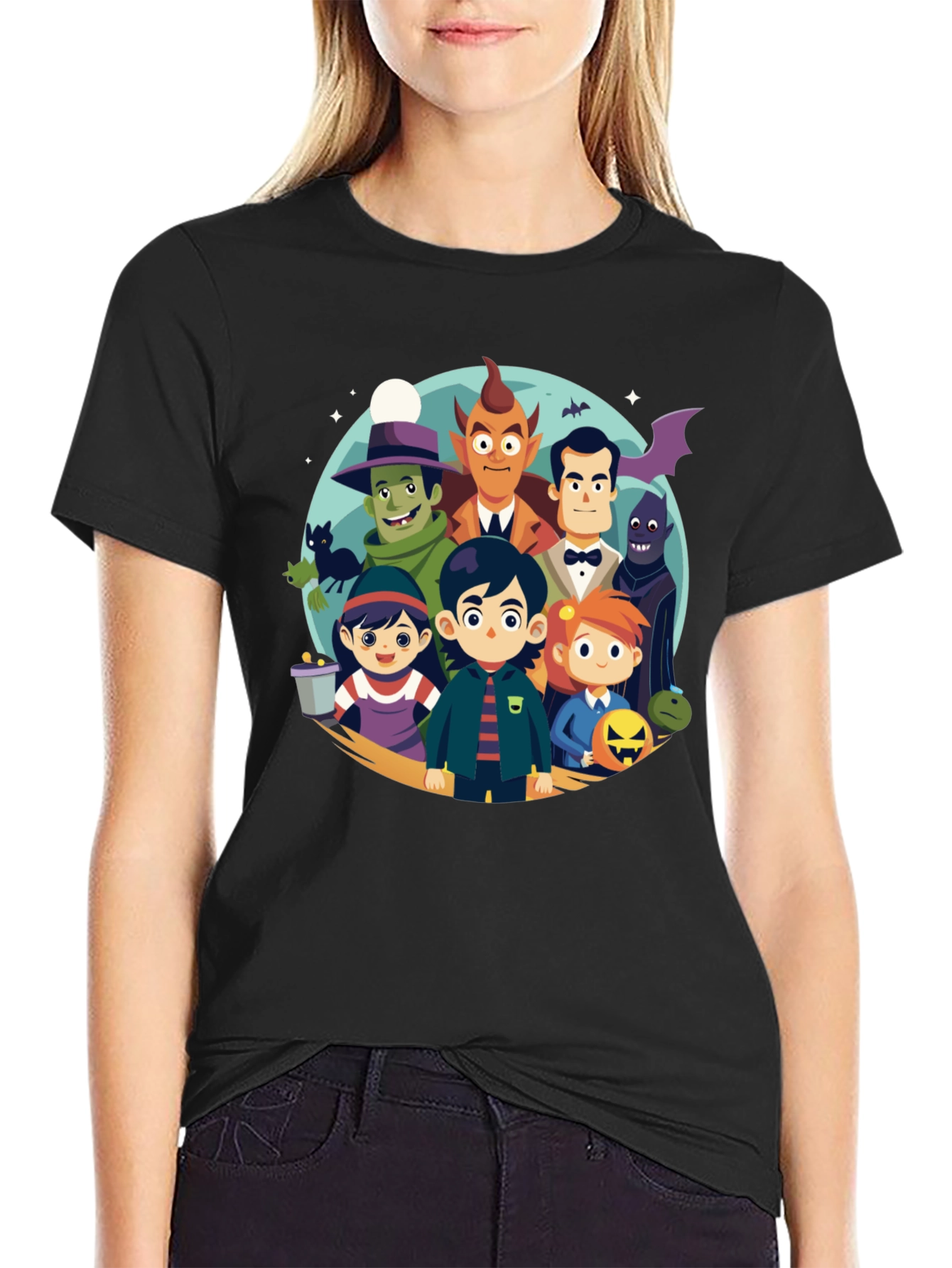 Cartoon Monster Squad Black T-Shirt