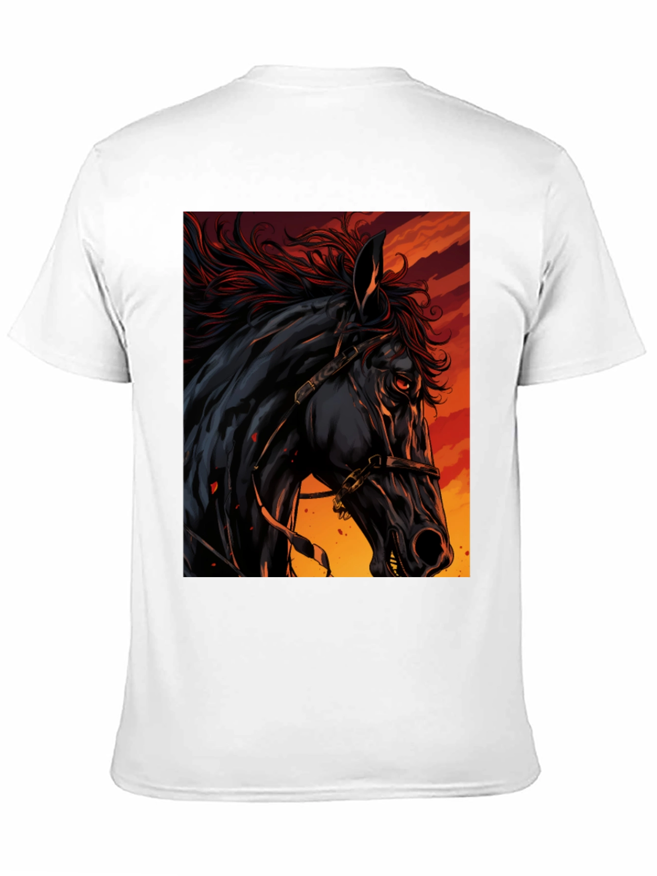 Black Horse Graphic Tee - Fiery Stallion Design