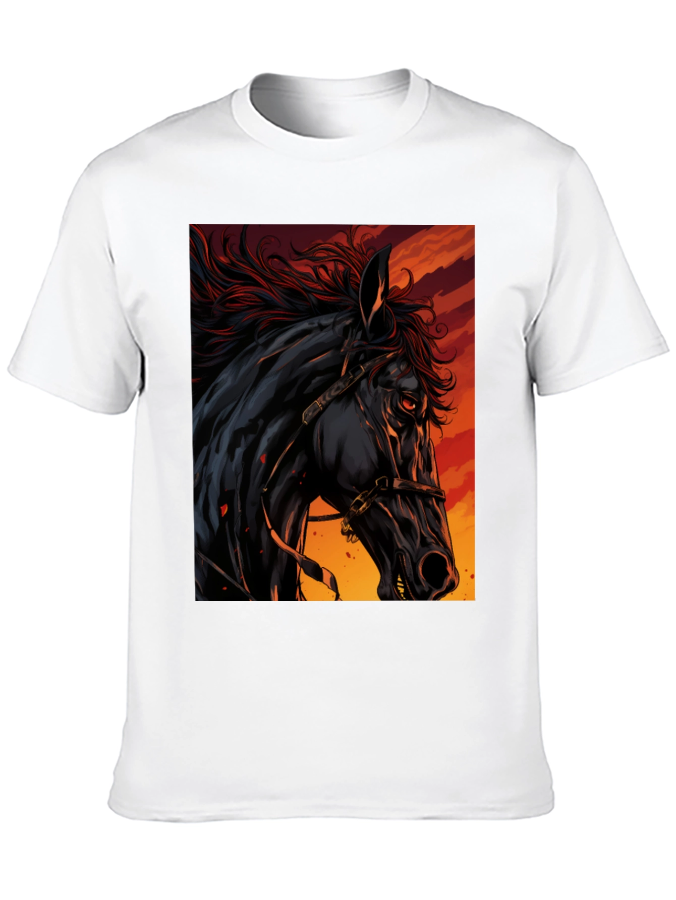 Black Horse Graphic Tee - Fiery Stallion Design