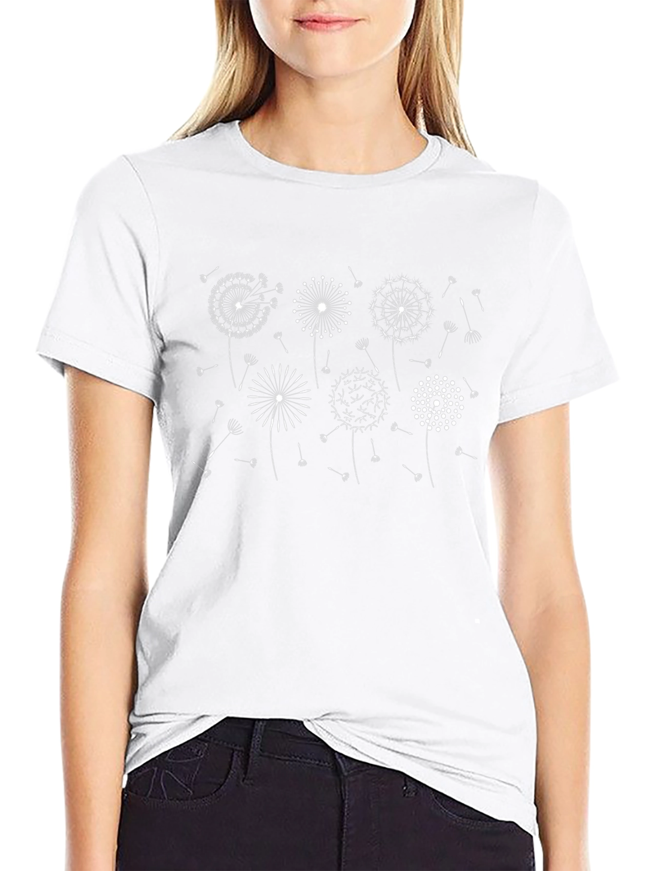 Dandelion Graphic Print Black T-Shirt