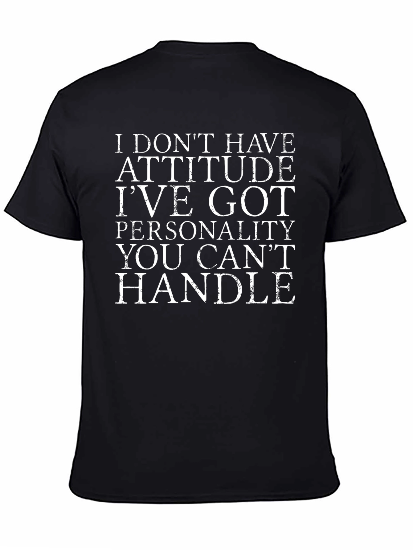 Attitude Personality Graphic Tee - Black Cotton T-Shirt