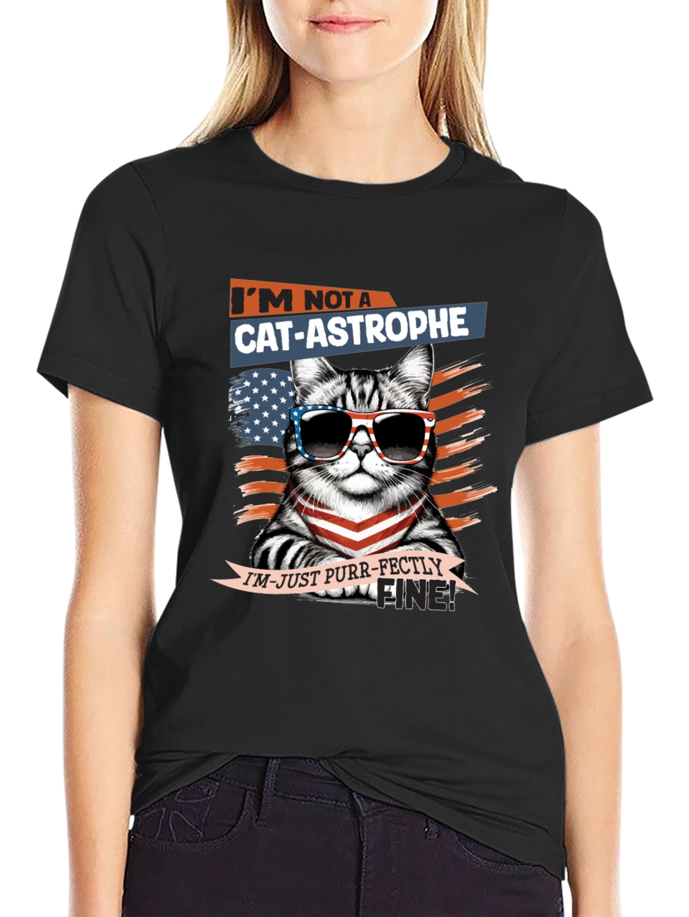 Cat-astrophe Purr-fectly Fine Graphic T-Shirt