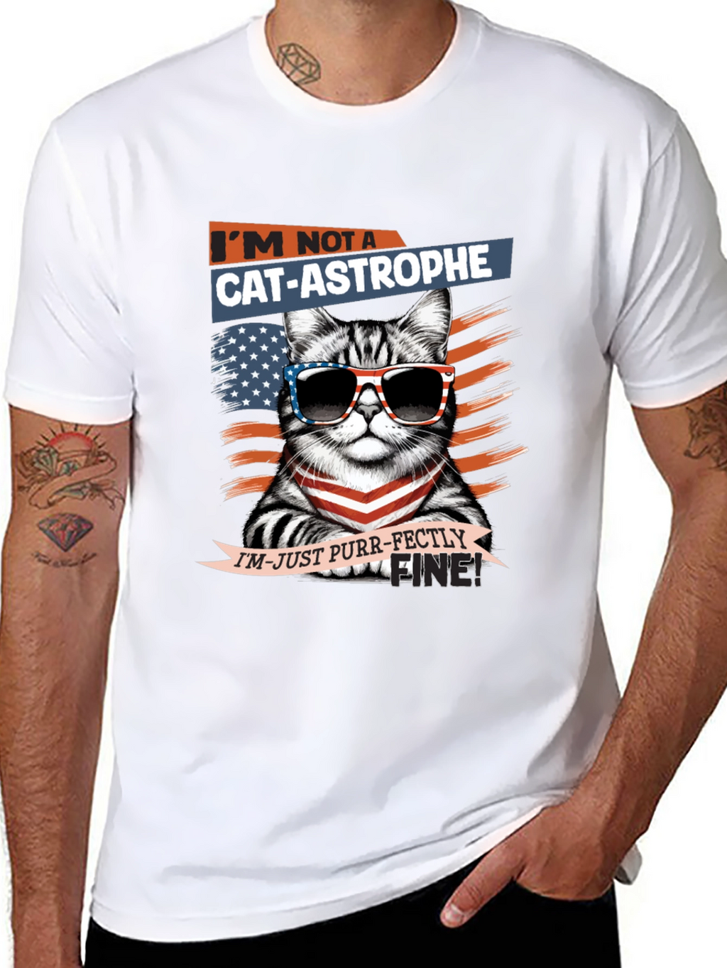 Cat-astrophe Purr-fectly Fine Graphic T-Shirt
