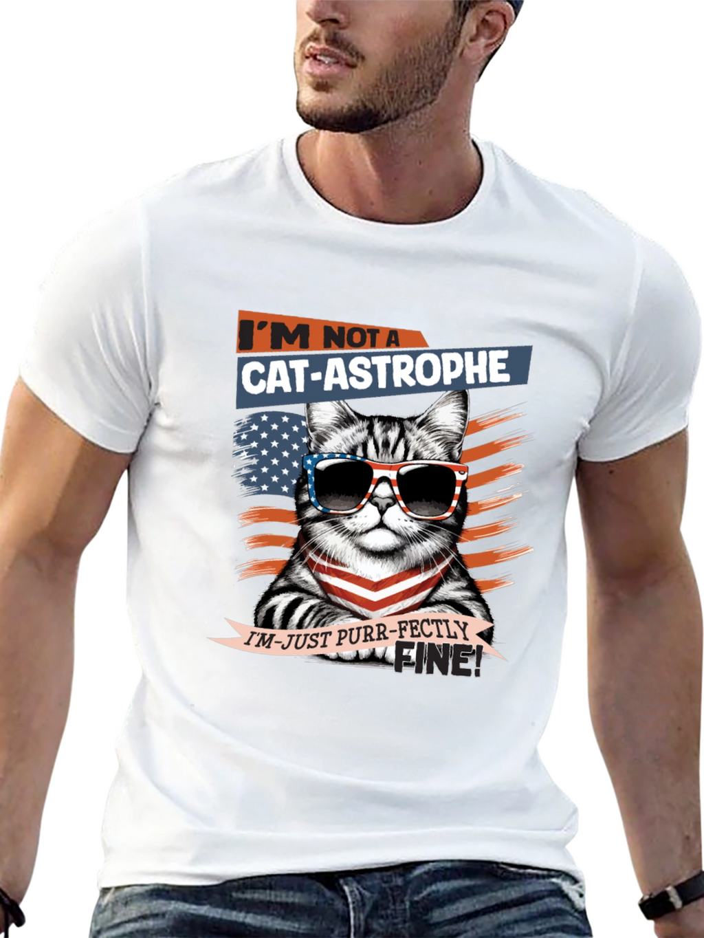 Cat-astrophe Purr-fectly Fine Graphic T-Shirt