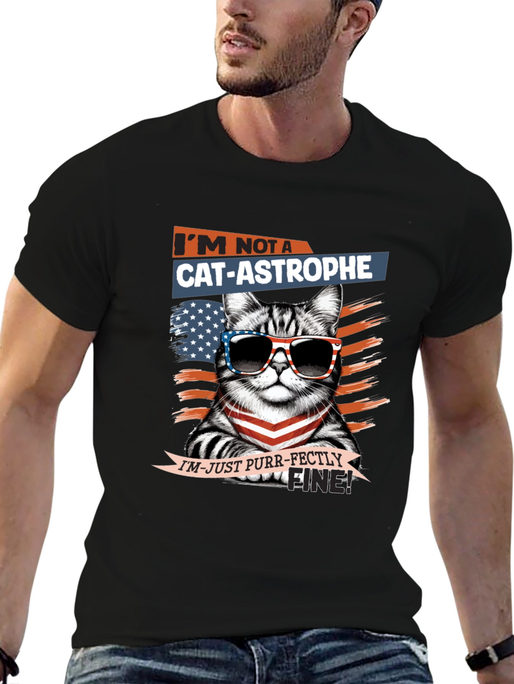 Cat-astrophe Purr-fectly Fine Graphic T-Shirt