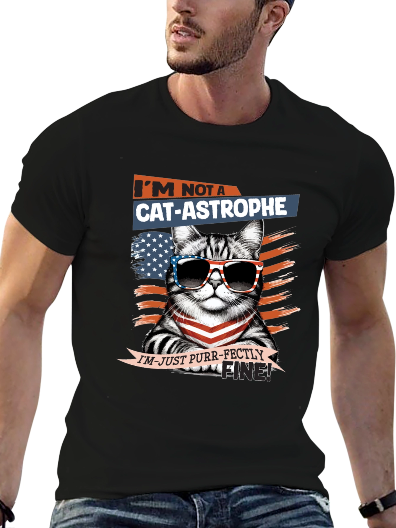 Cat-astrophe Purr-fectly Fine Graphic T-Shirt