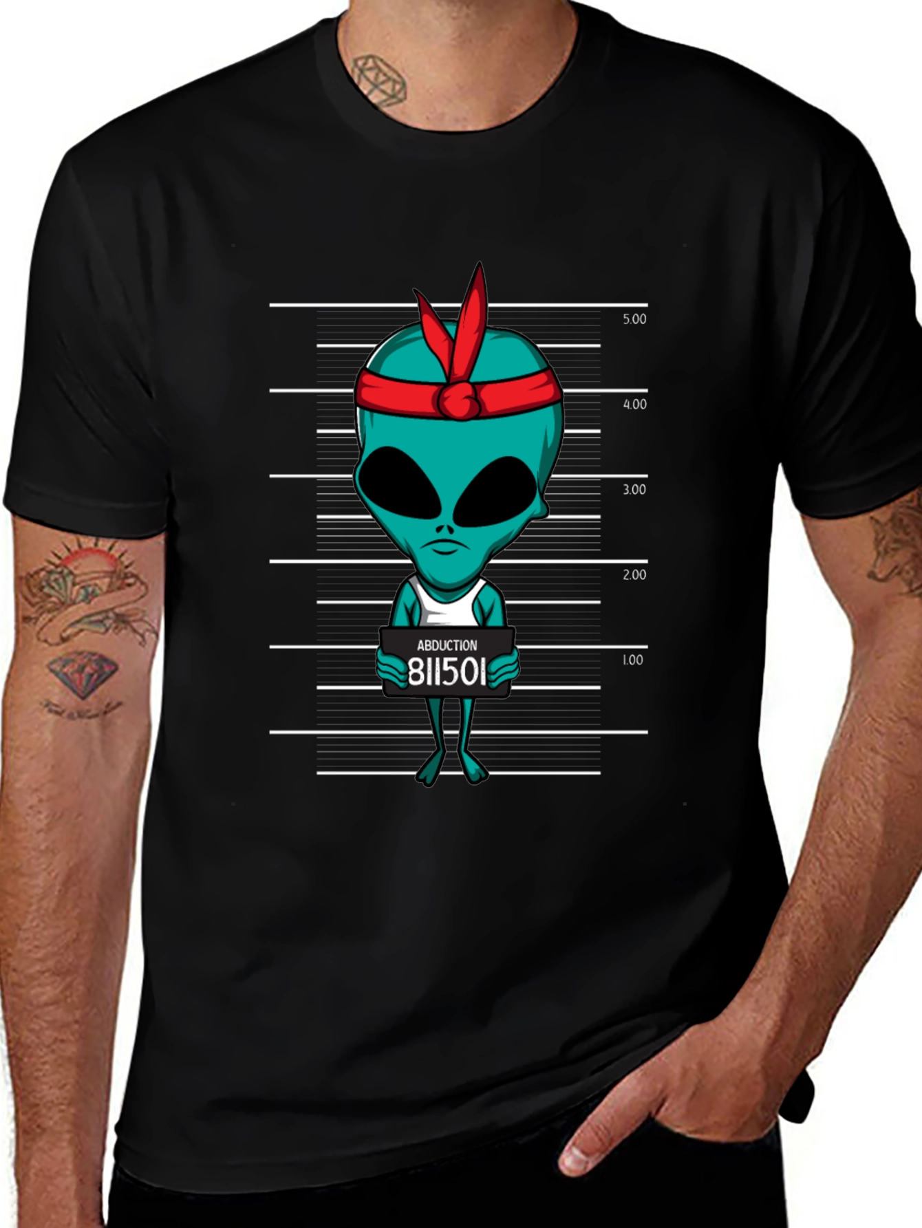 Alien Mugshot Graphic Tee - Abduction T-Shirt