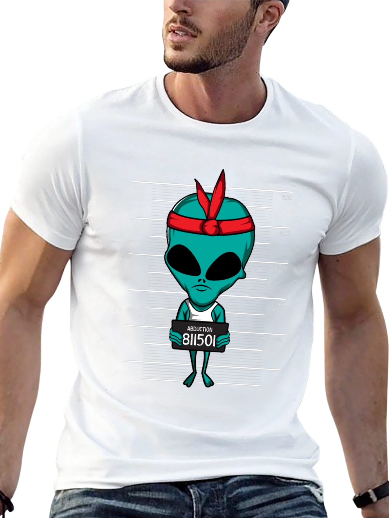 Alien Mugshot Graphic Tee - Abduction T-Shirt