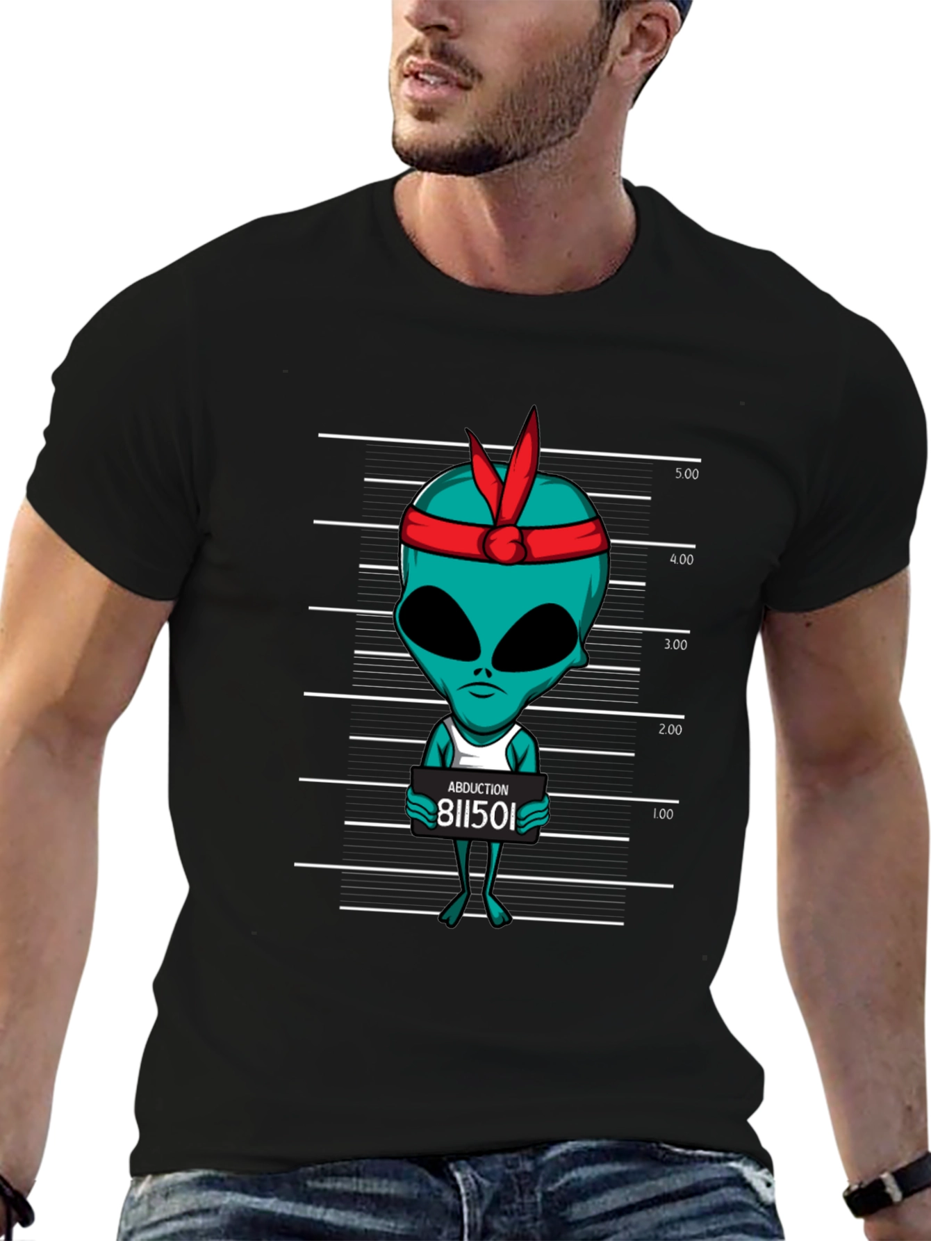 Alien Mugshot Graphic Tee - Abduction T-Shirt