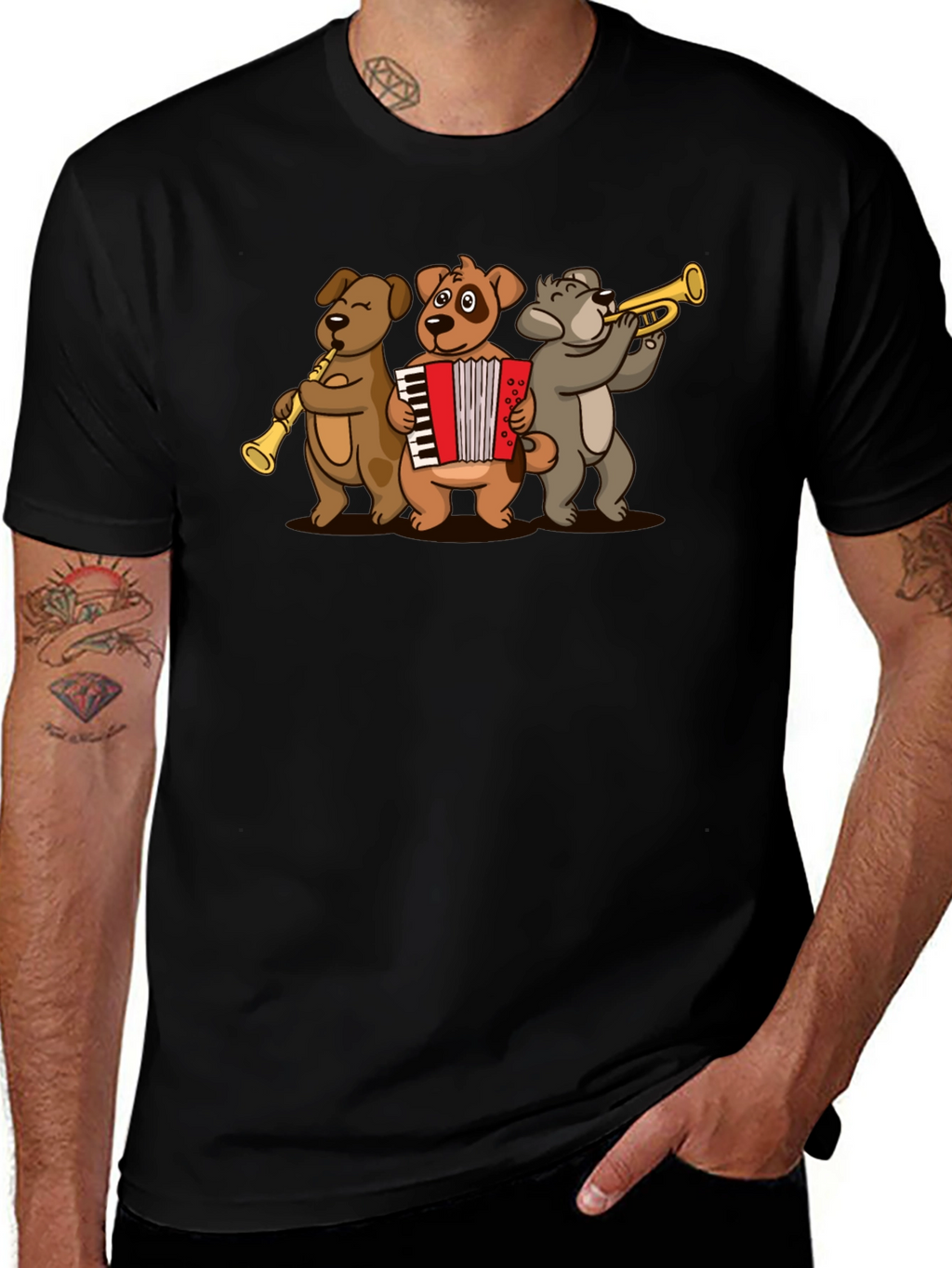 Dog Band T-Shirt: Musical Dogs Playing Instruments