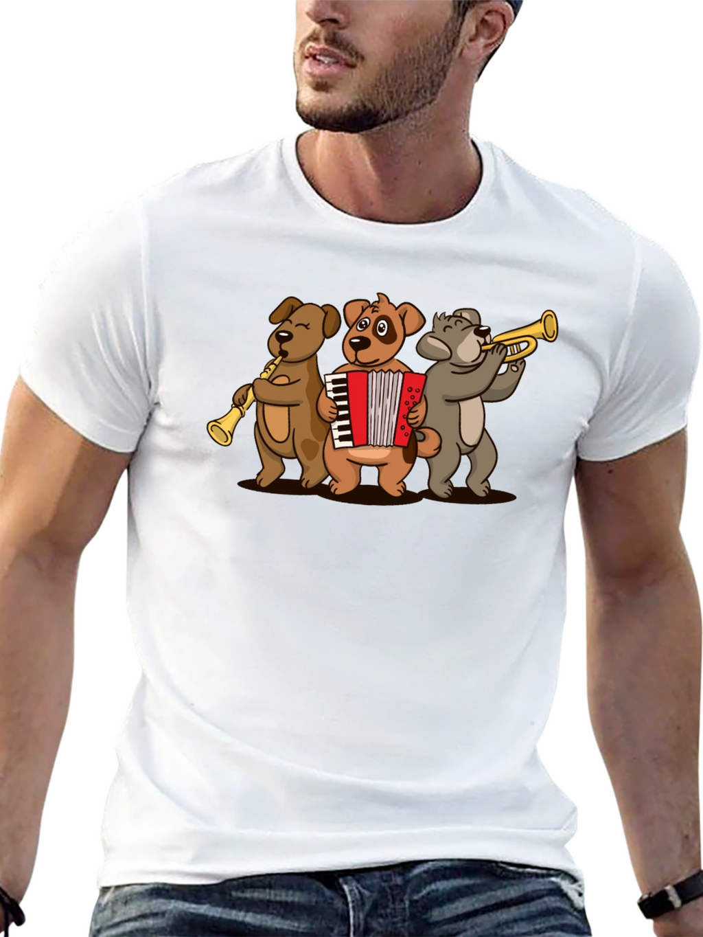 Dog Band T-Shirt: Musical Dogs Playing Instruments