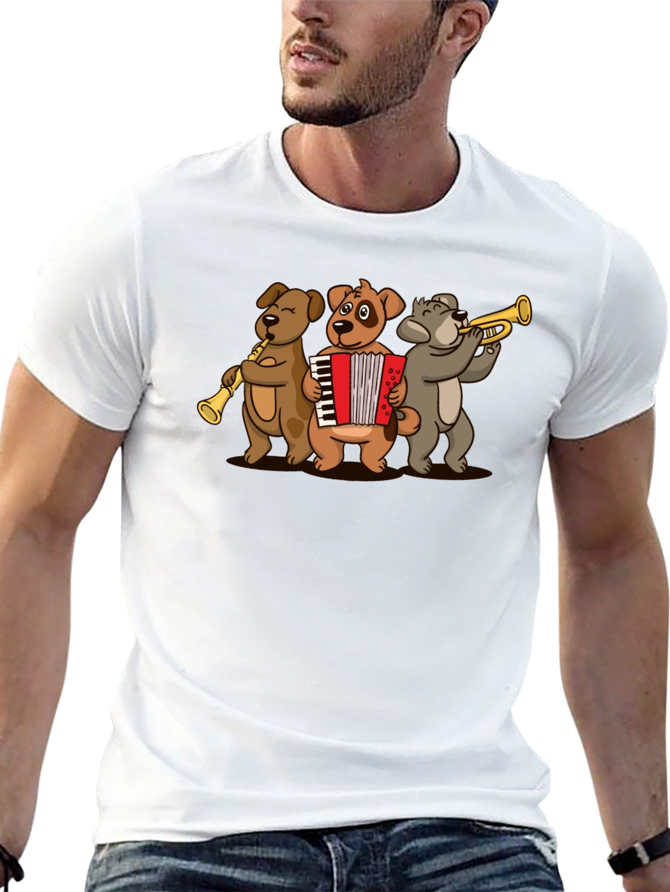 Dog Band T-Shirt: Musical Dogs Playing Instruments