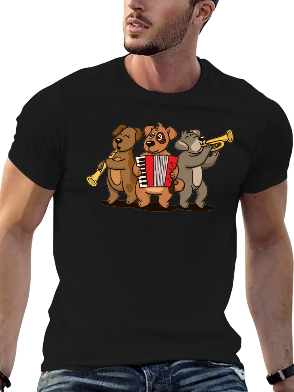 Dog Band T-Shirt: Musical Dogs Playing Instruments
