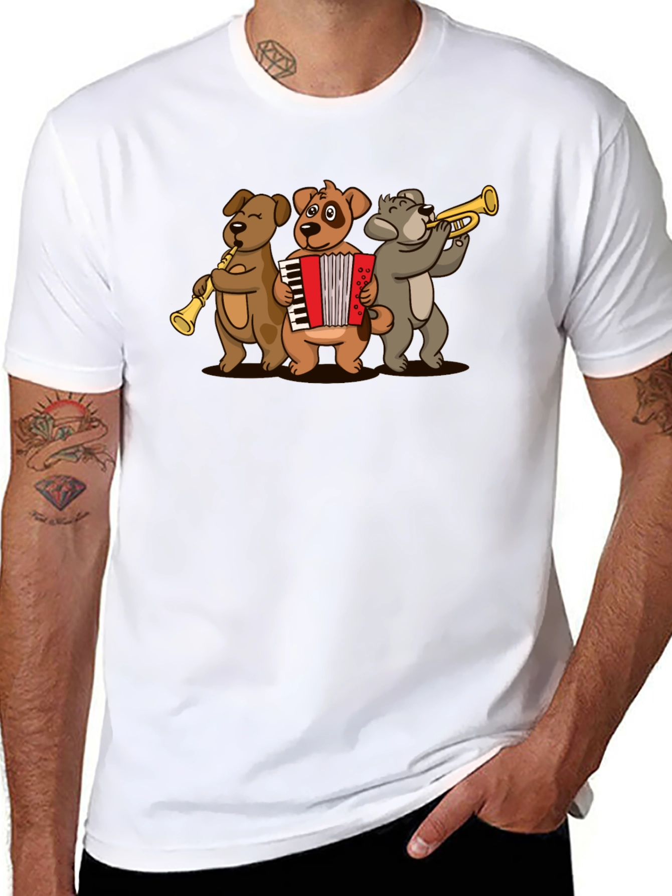 Dog Band T-Shirt: Musical Dogs Playing Instruments