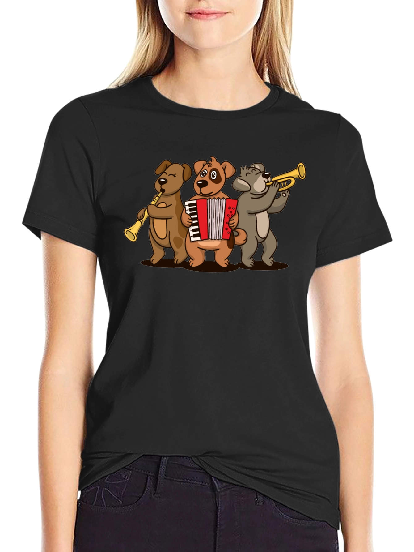 Dog Band T-Shirt: Musical Dogs Playing Instruments