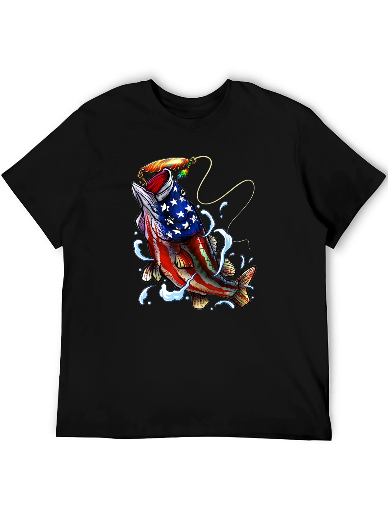 American Flag Bass Fishing Graphic T-Shirt
