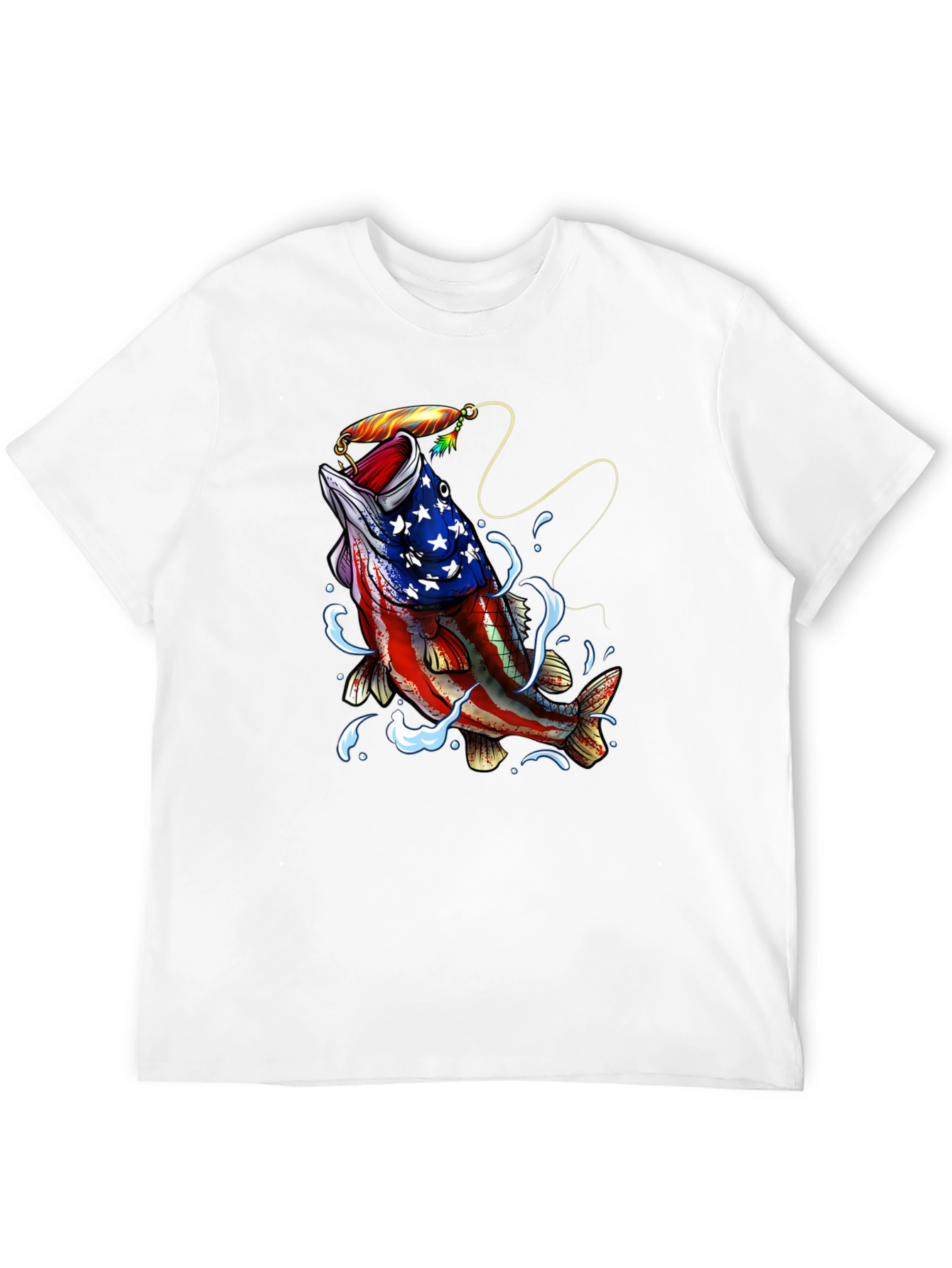 American Flag Bass Fishing Graphic T-Shirt