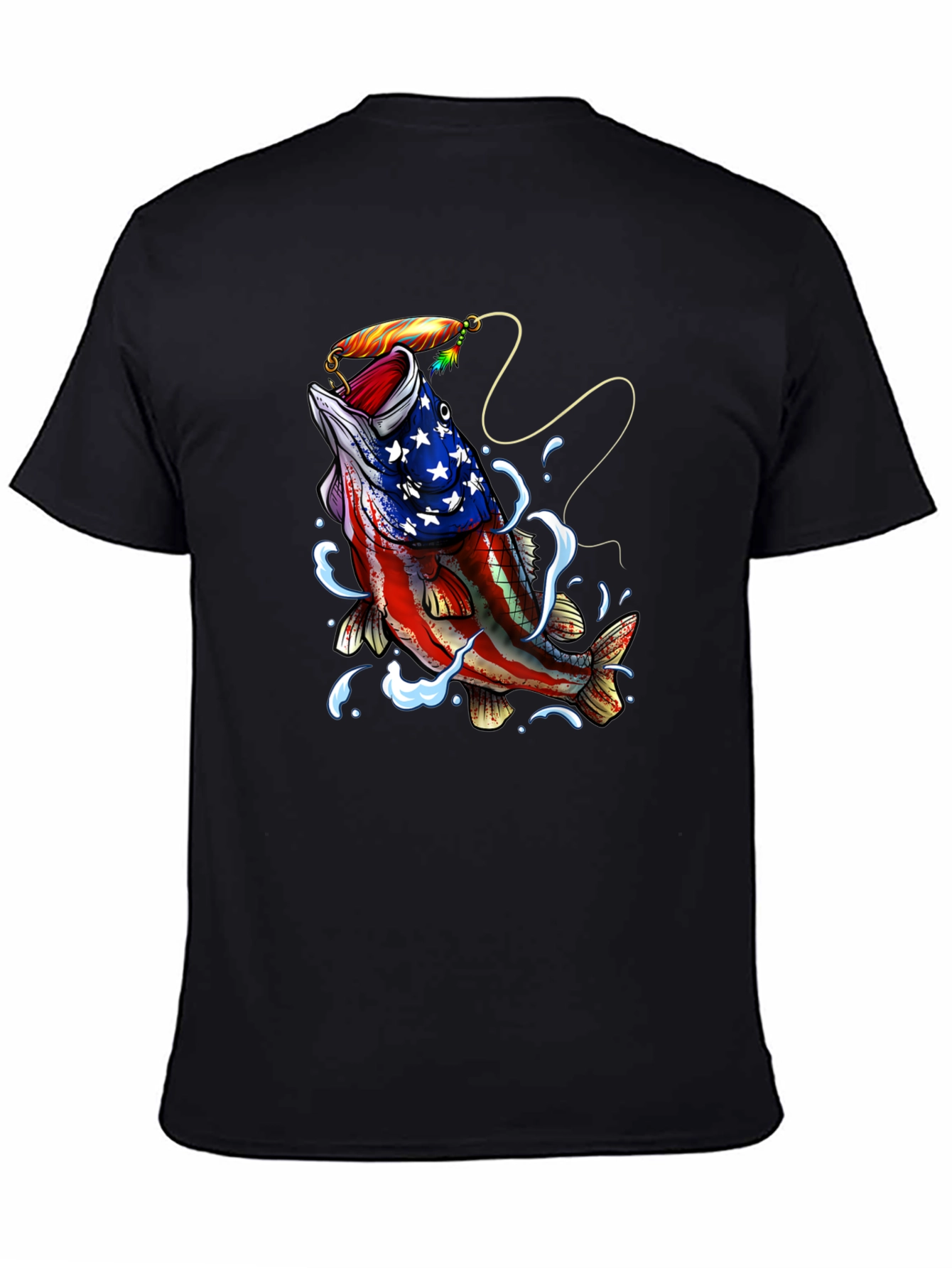 American Flag Bass Fishing Graphic T-Shirt