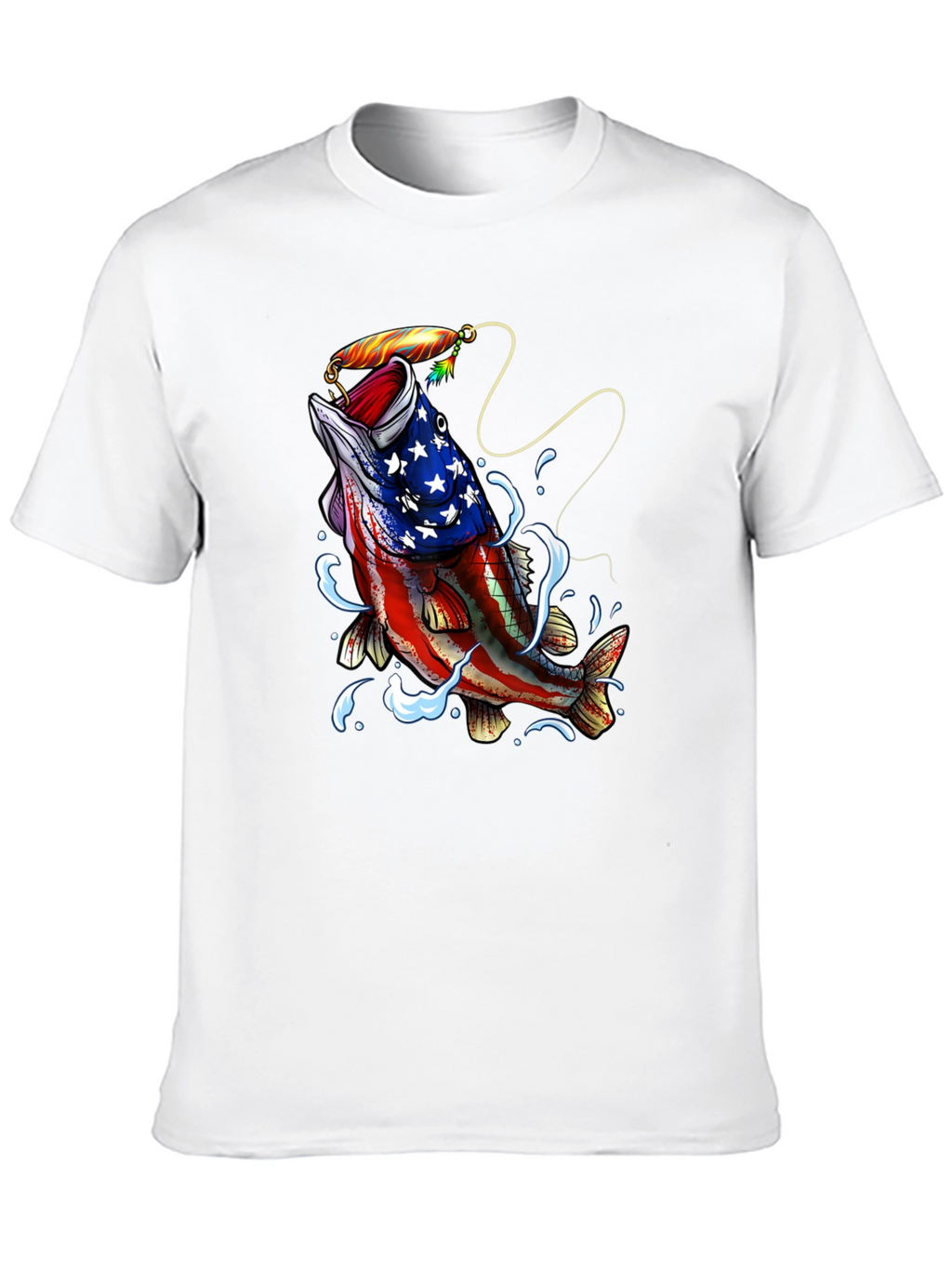 American Flag Bass Fishing Graphic T-Shirt
