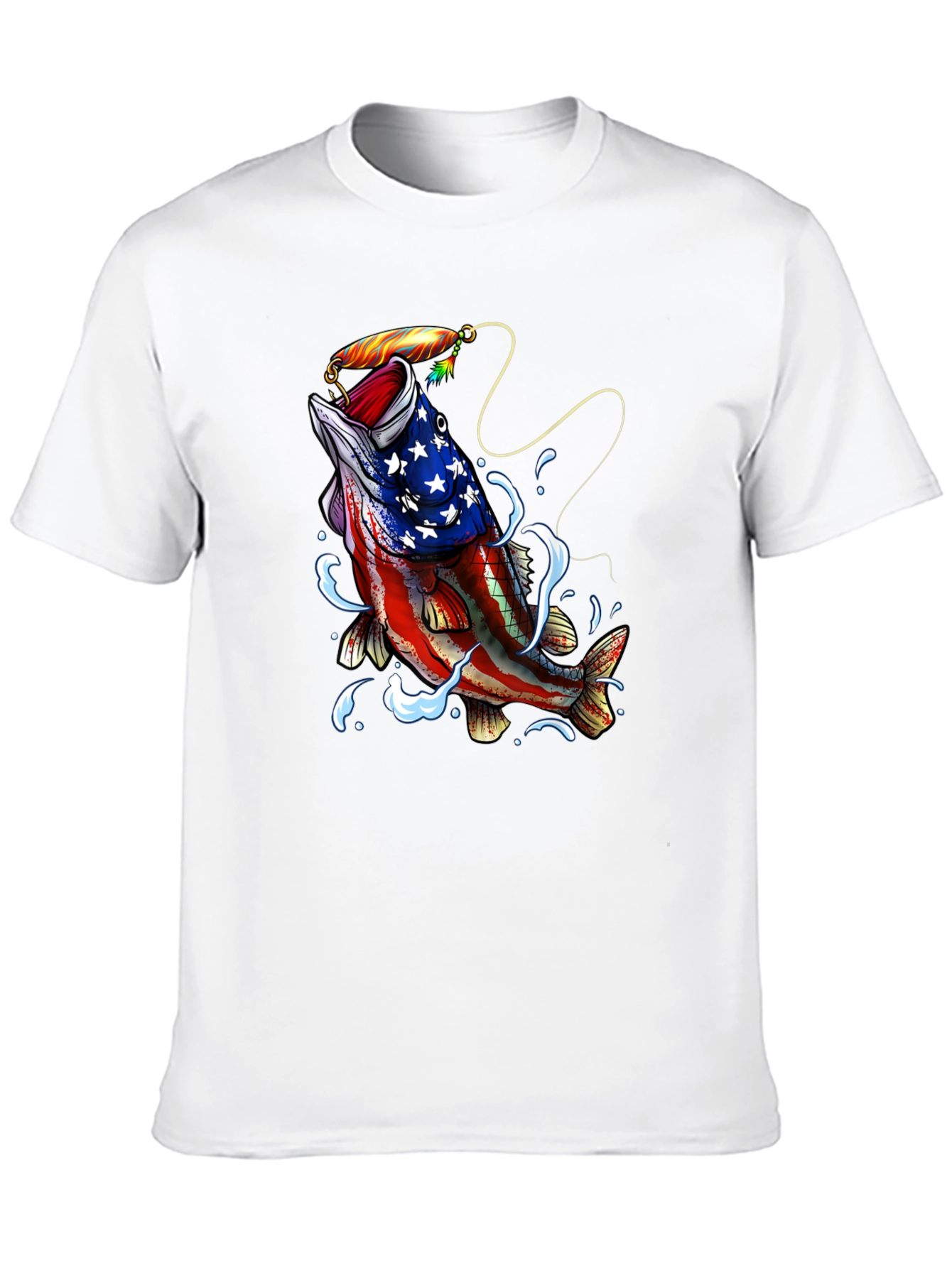 American Flag Bass Fishing Graphic T-Shirt