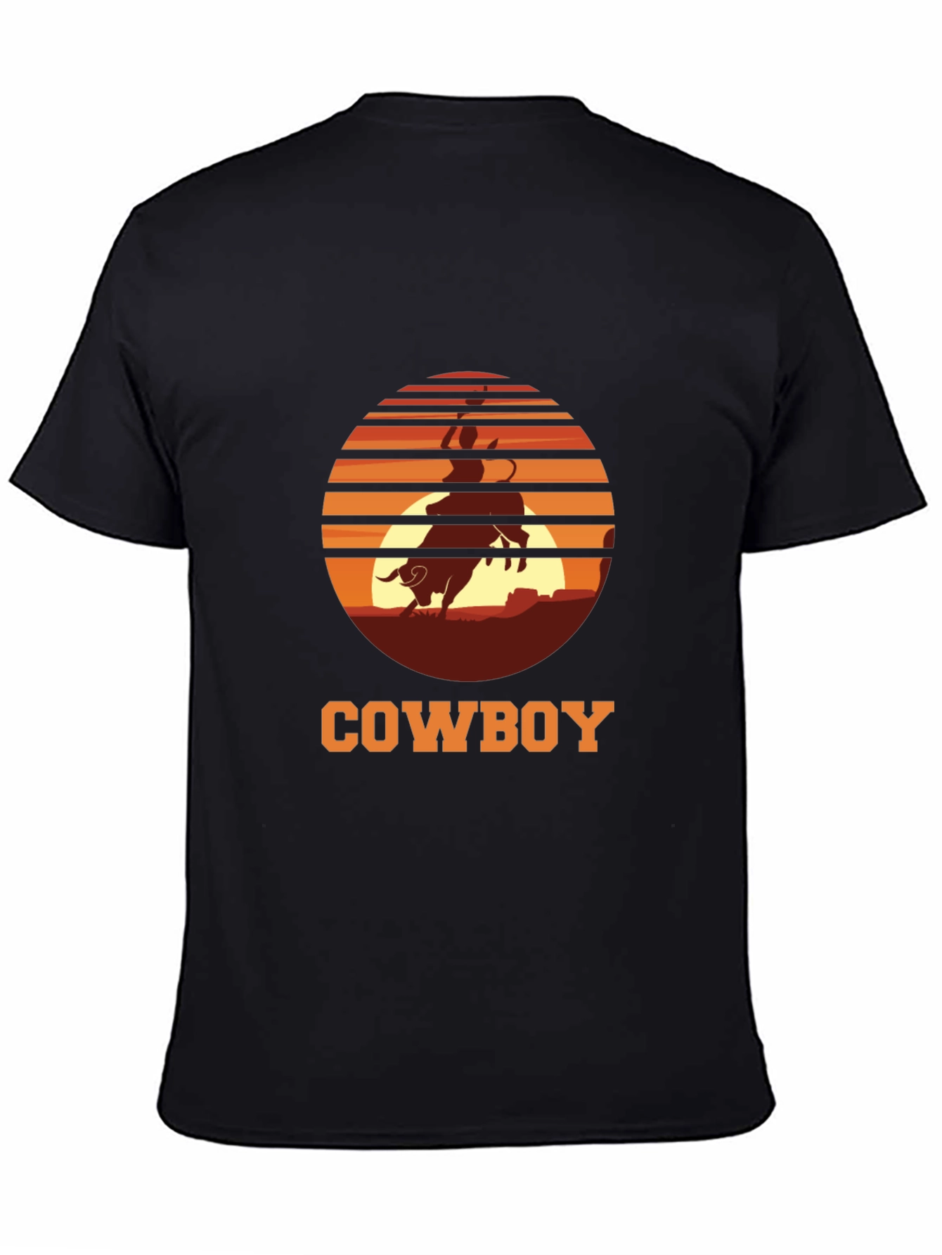 Cowboy Sunset Graphic Tee - Black Cotton T-Shirt