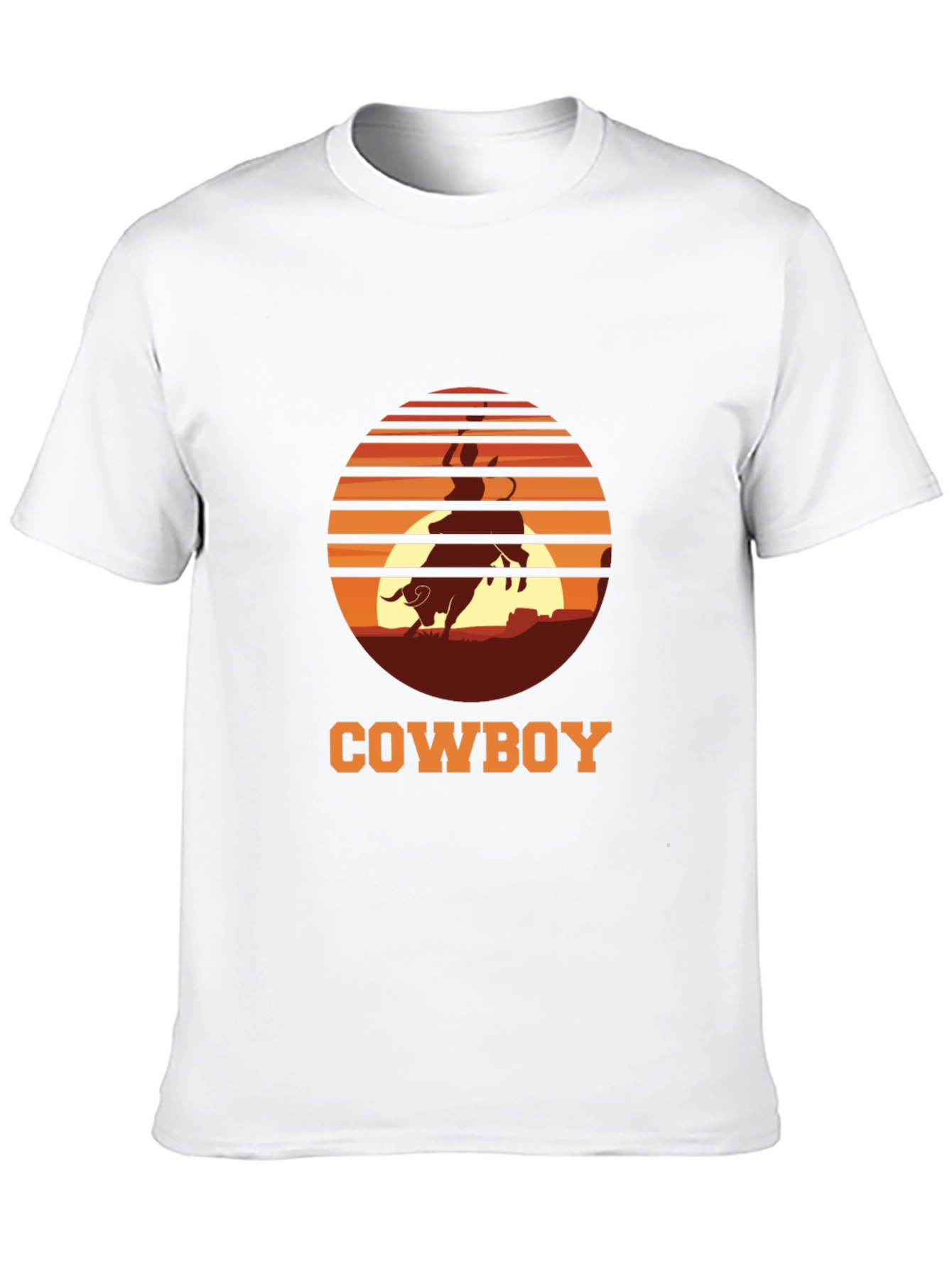 Cowboy Sunset Graphic Tee - Black Cotton T-Shirt