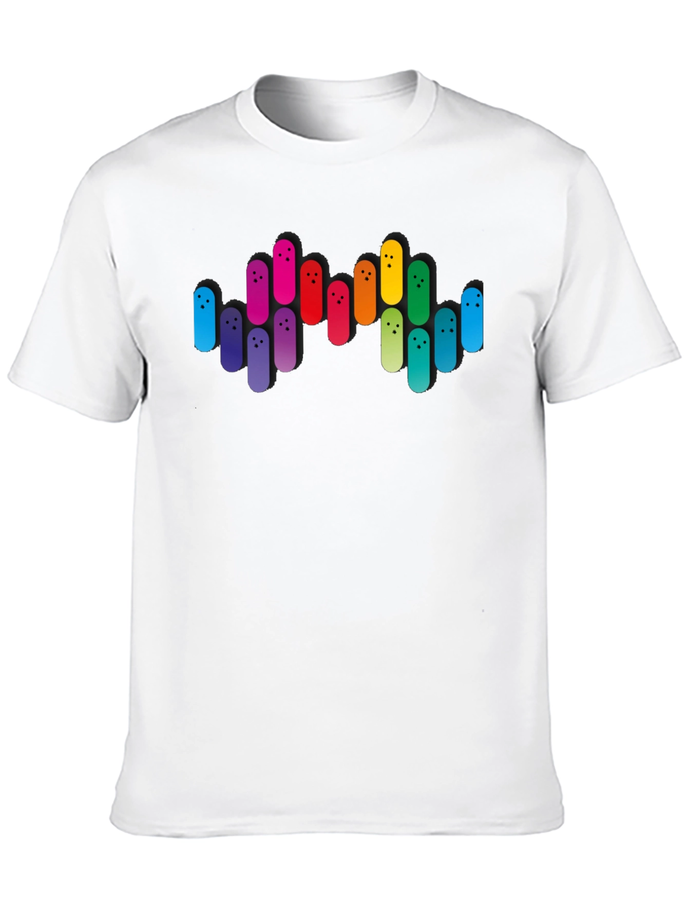 Colorful Bowling Pin Graphic Black T-Shirt