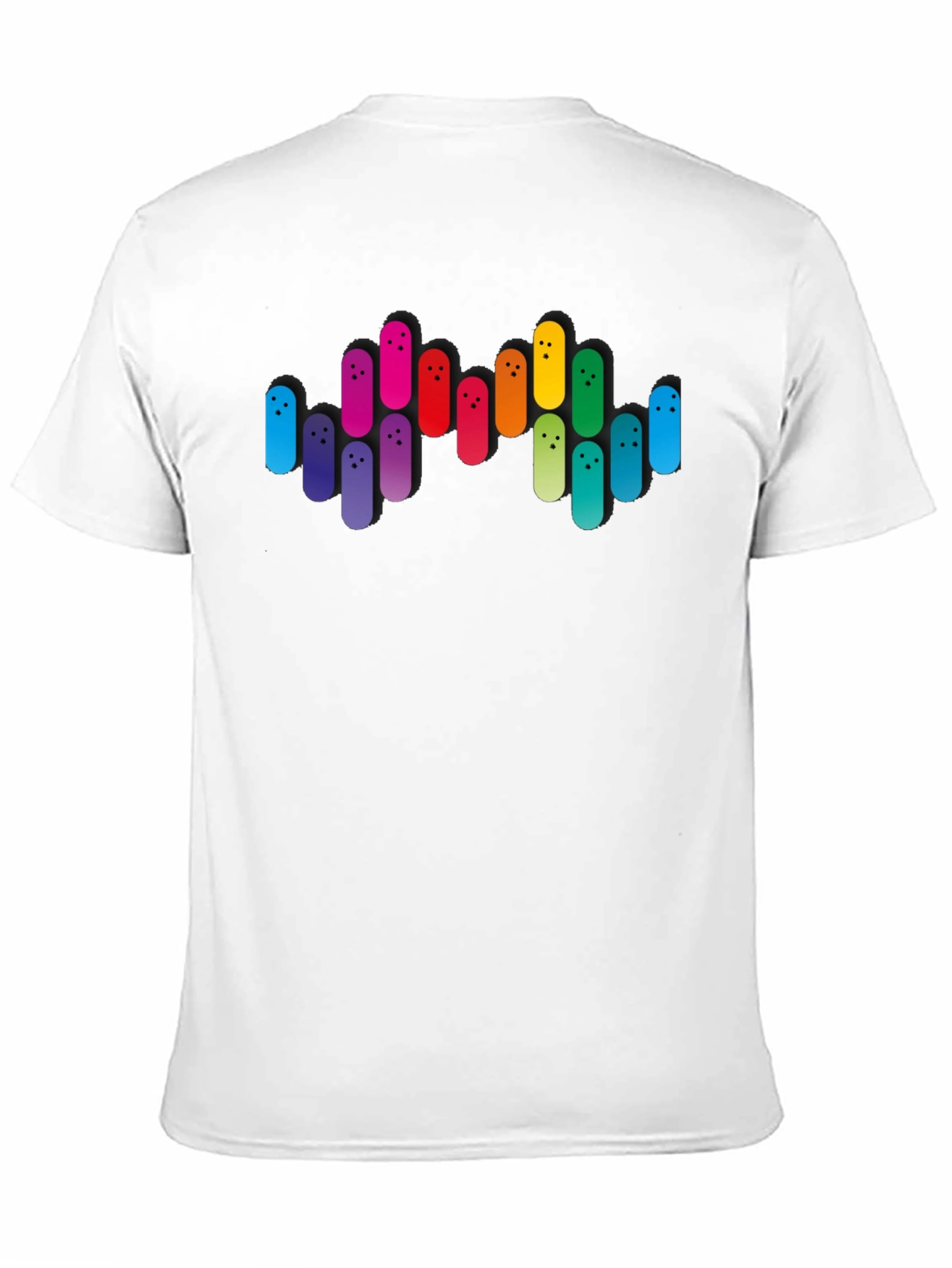 Colorful Bowling Pin Graphic Black T-Shirt