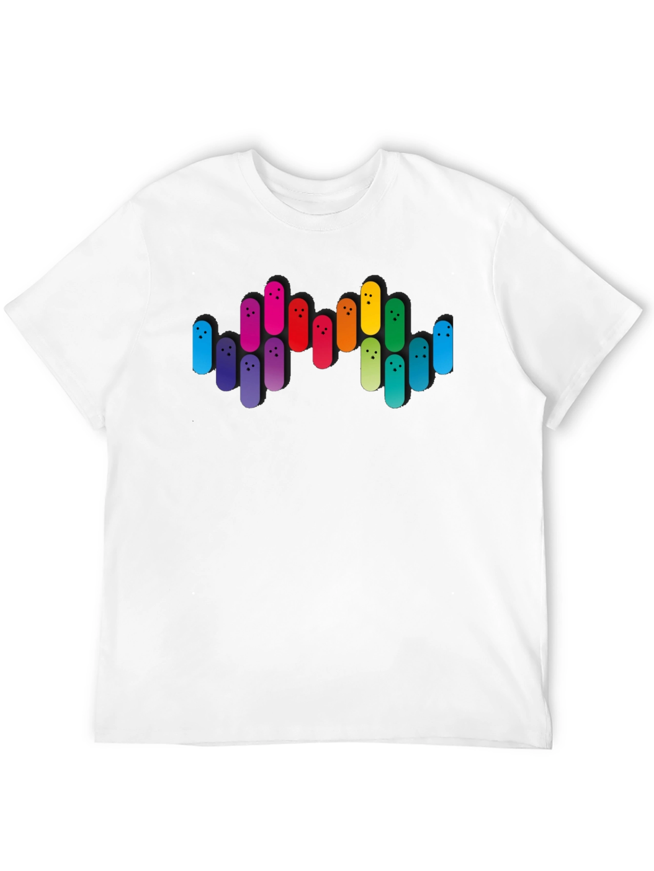 Colorful Bowling Pin Graphic Black T-Shirt