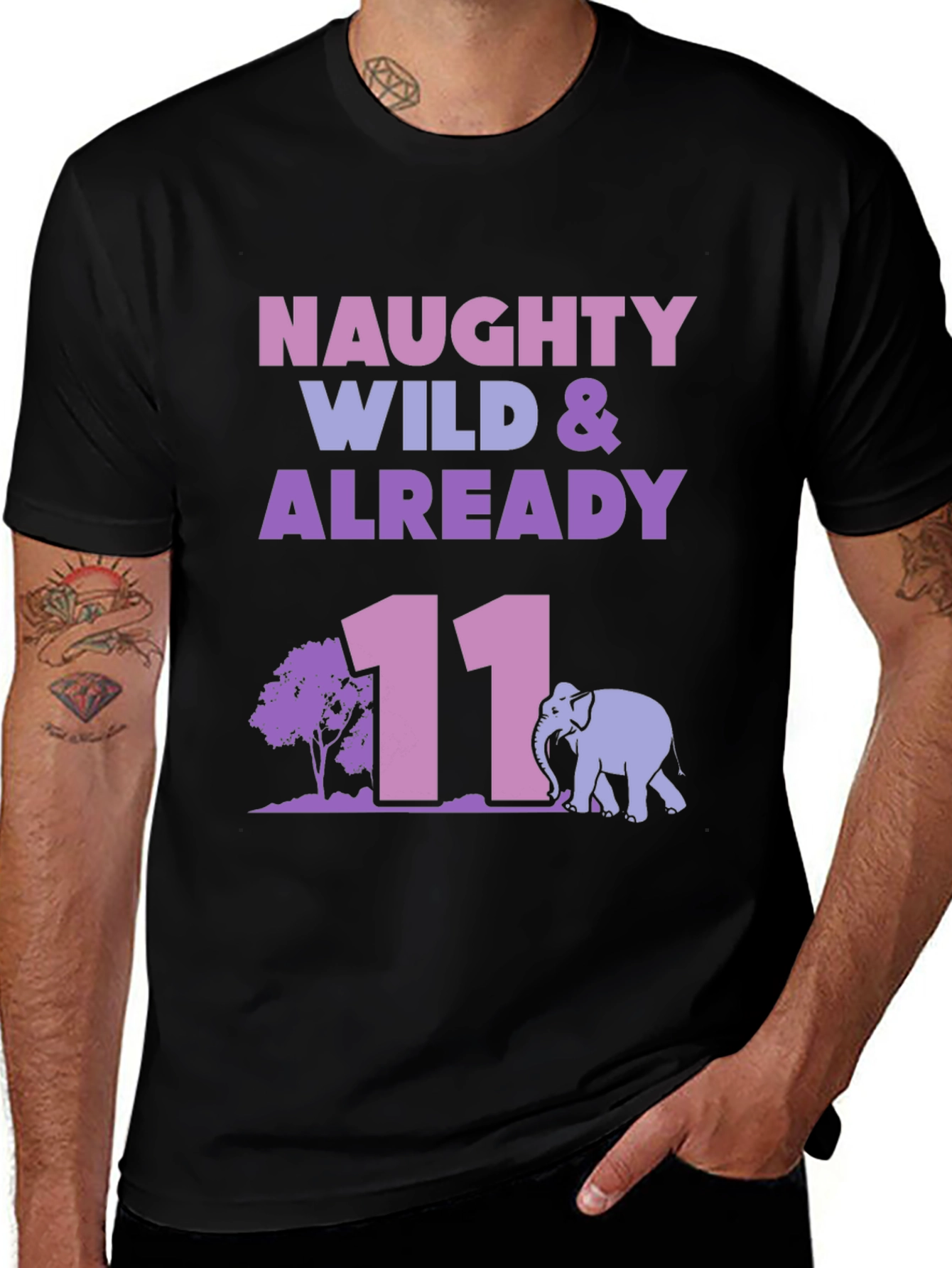 Naughty Wild & Already 11 Black Graphic T-Shirt