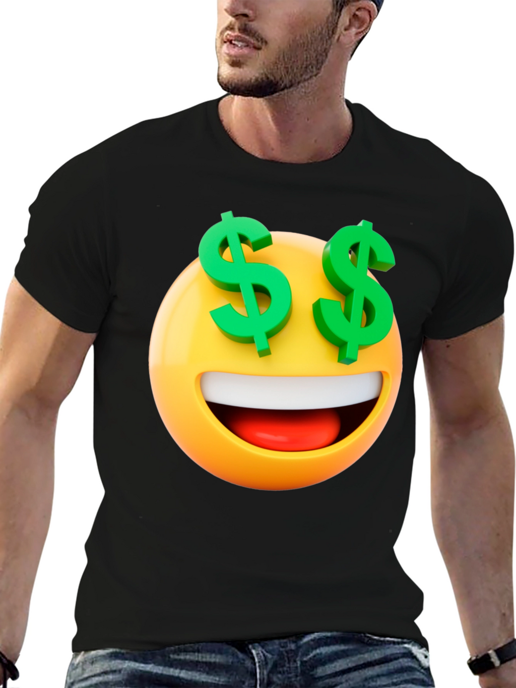 Emoji Money Eyes Black T-Shirt