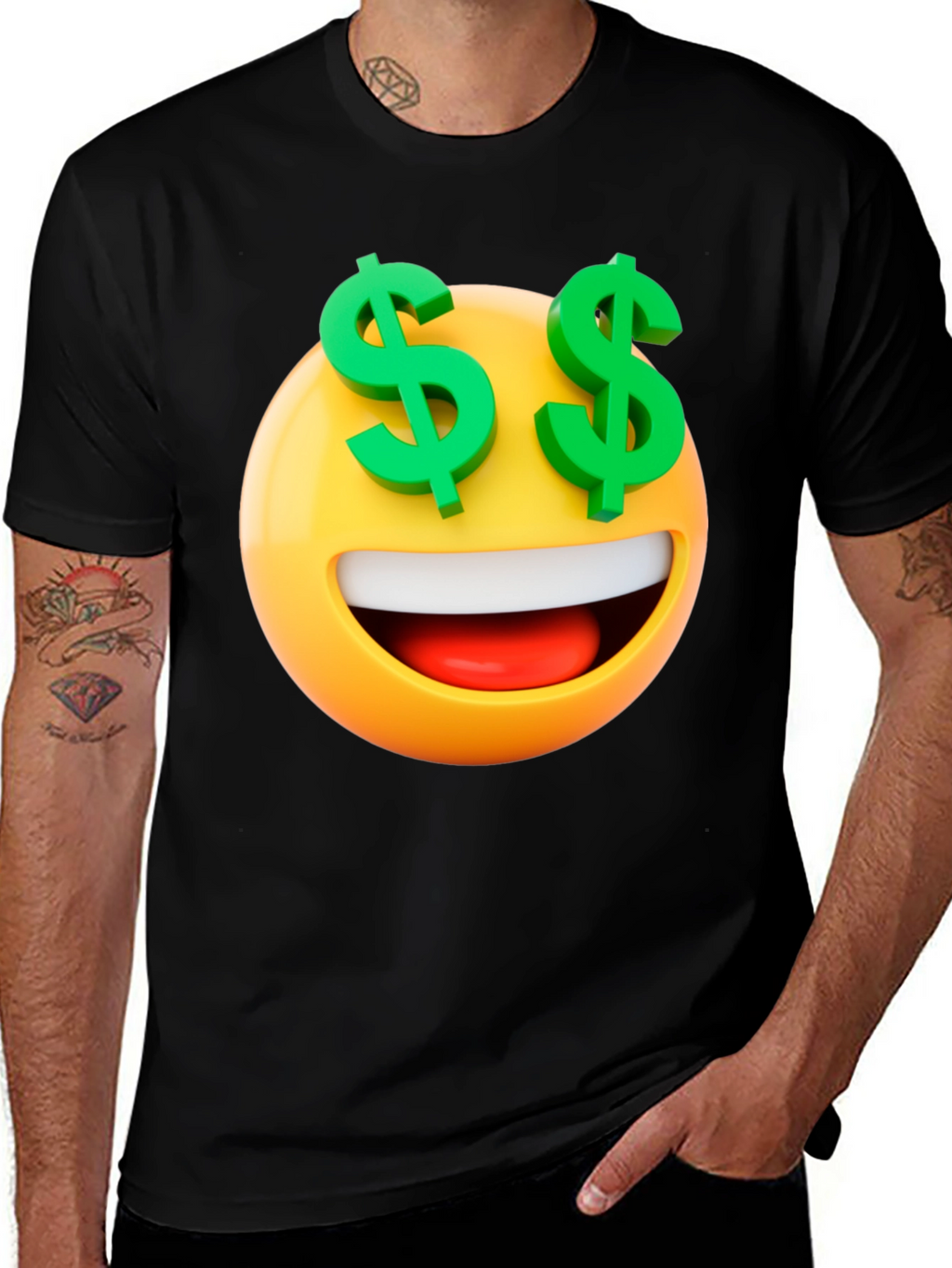 Emoji Money Eyes Black T-Shirt
