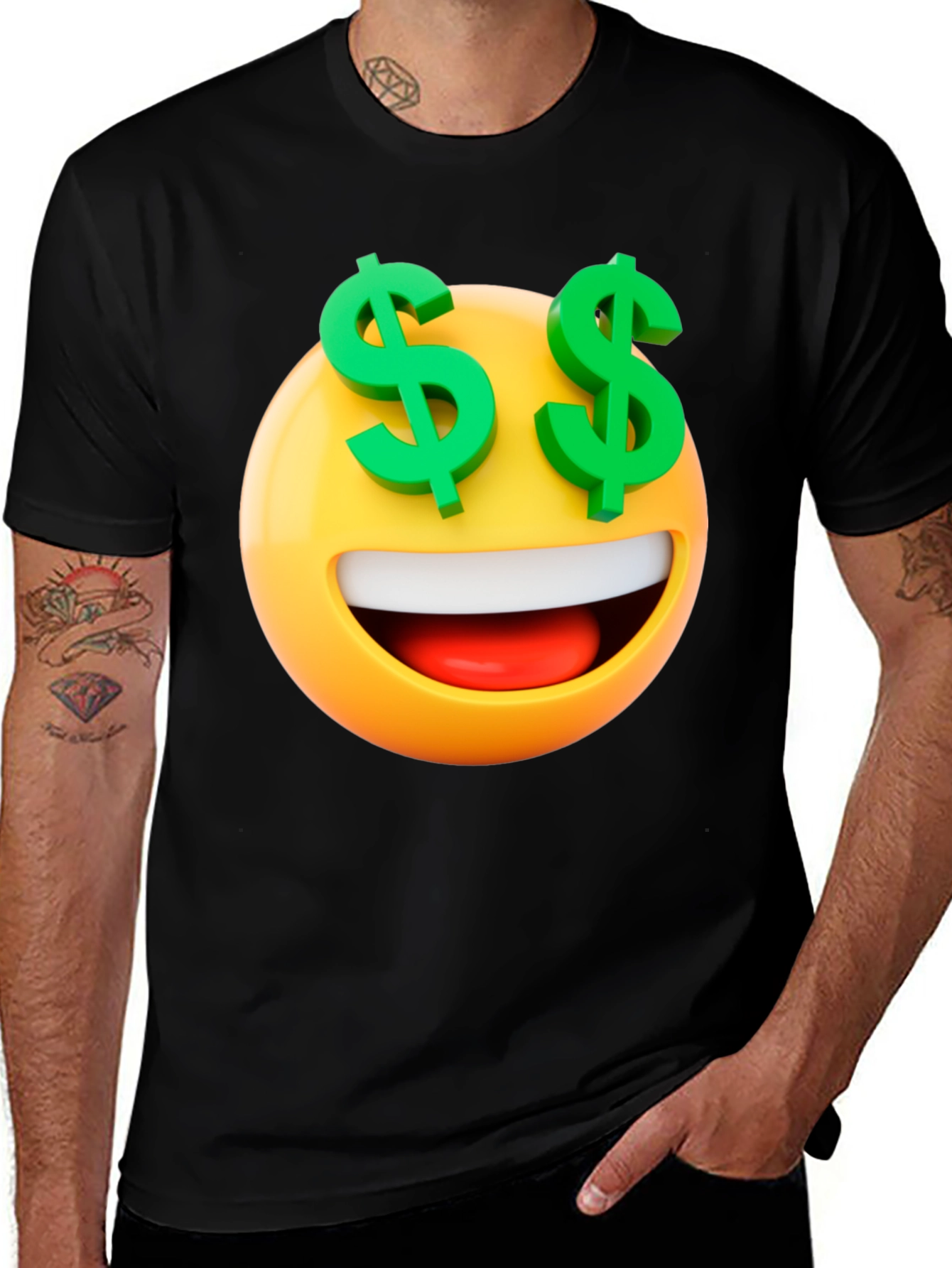 Emoji Money Eyes Black T-Shirt