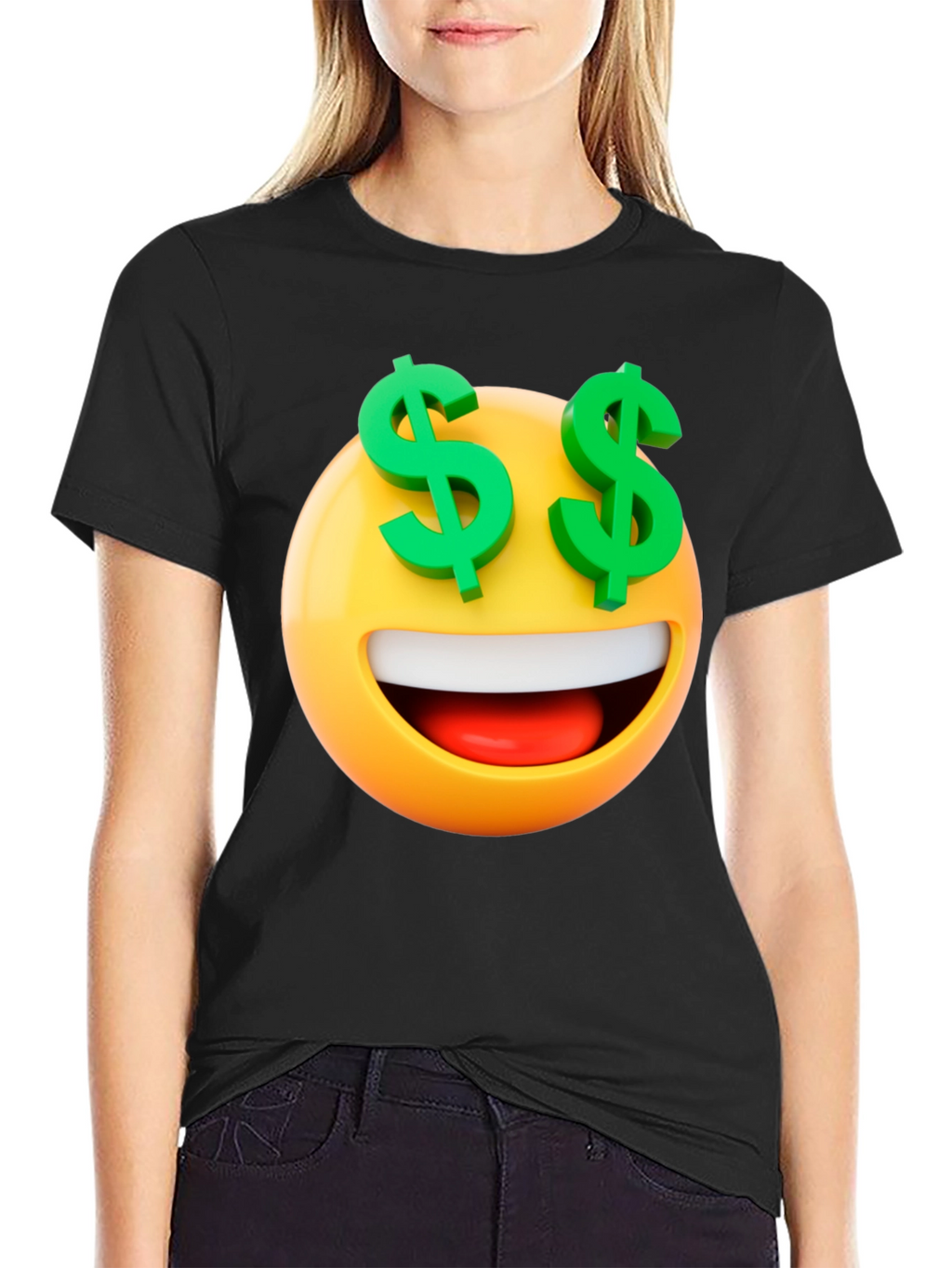 Emoji Money Eyes Black T-Shirt