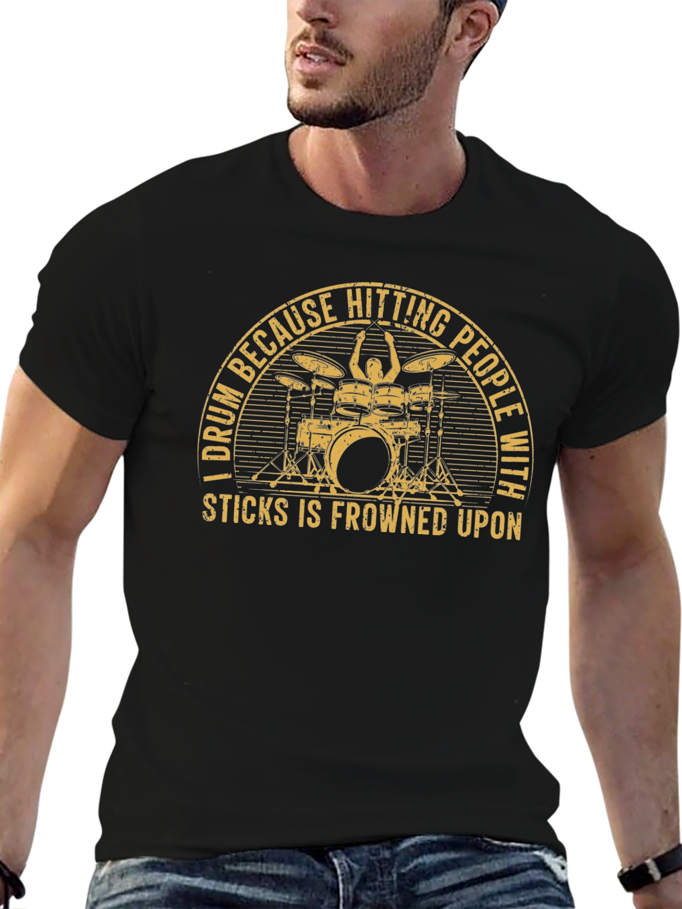 Drummer Graphic Tee - Hitting People With Sticks