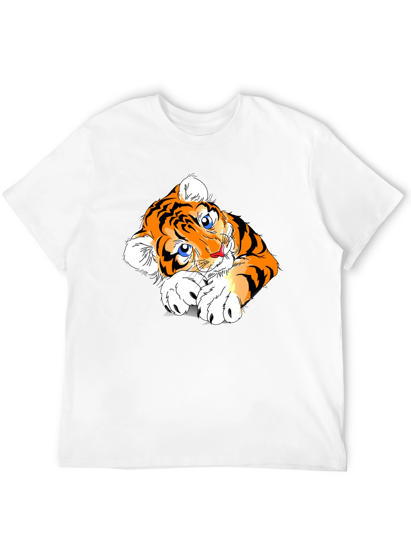 Cute Tiger Graphic Tee - Black Cotton Blend