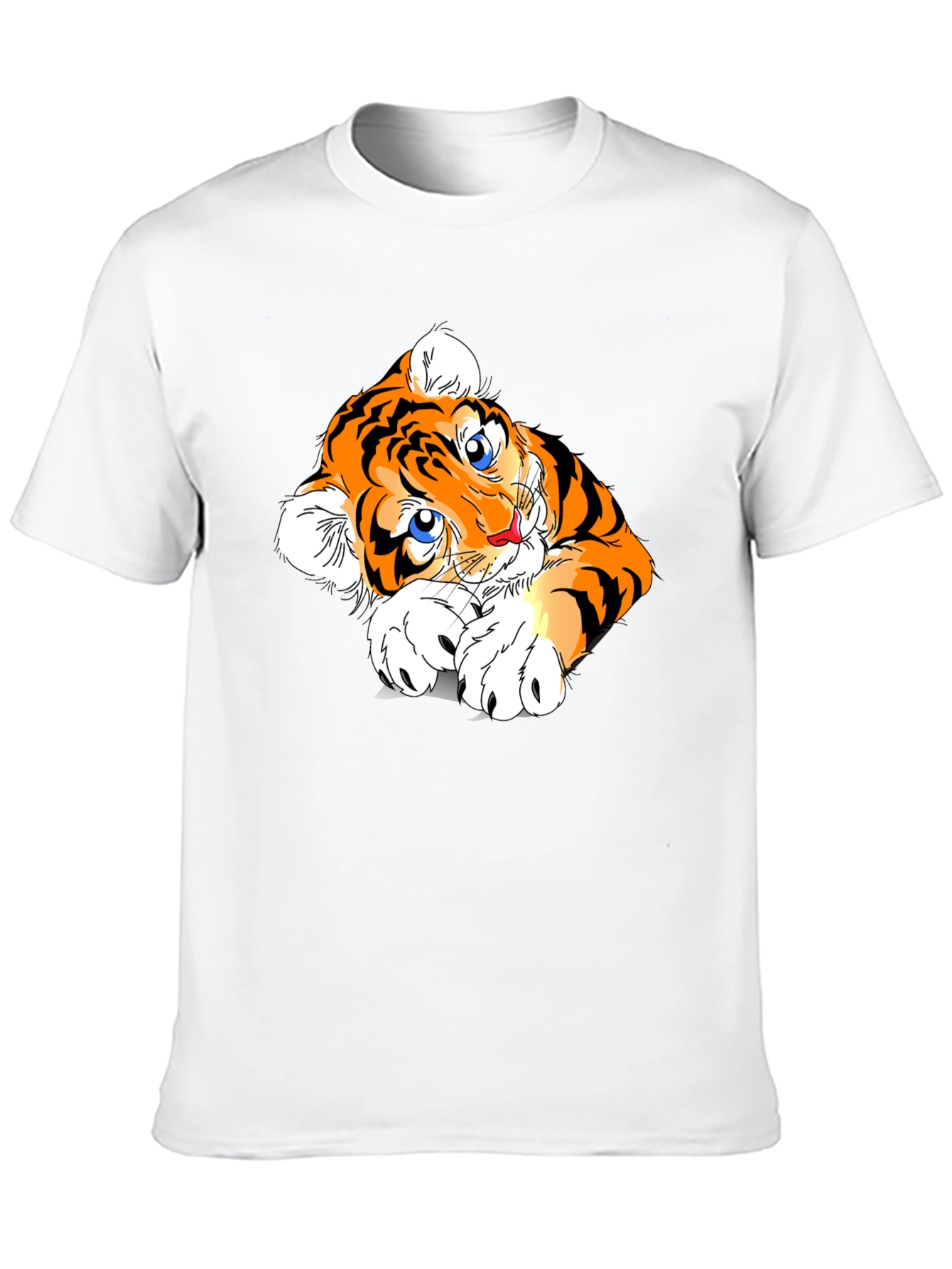 Cute Tiger Graphic Tee - Black Cotton Blend