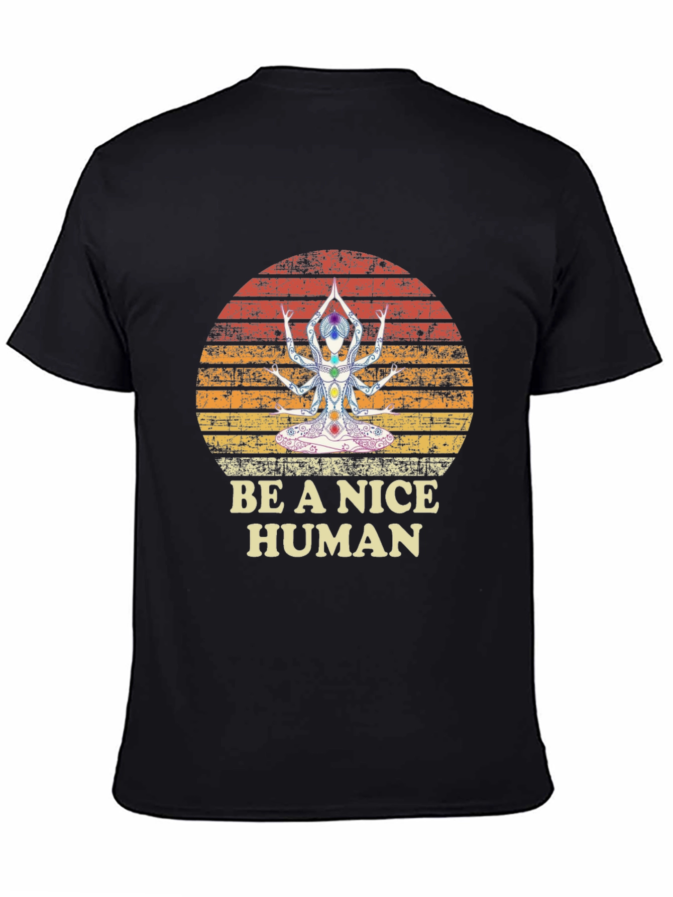 Be A Nice Human Yoga Chakra T-Shirt - Black