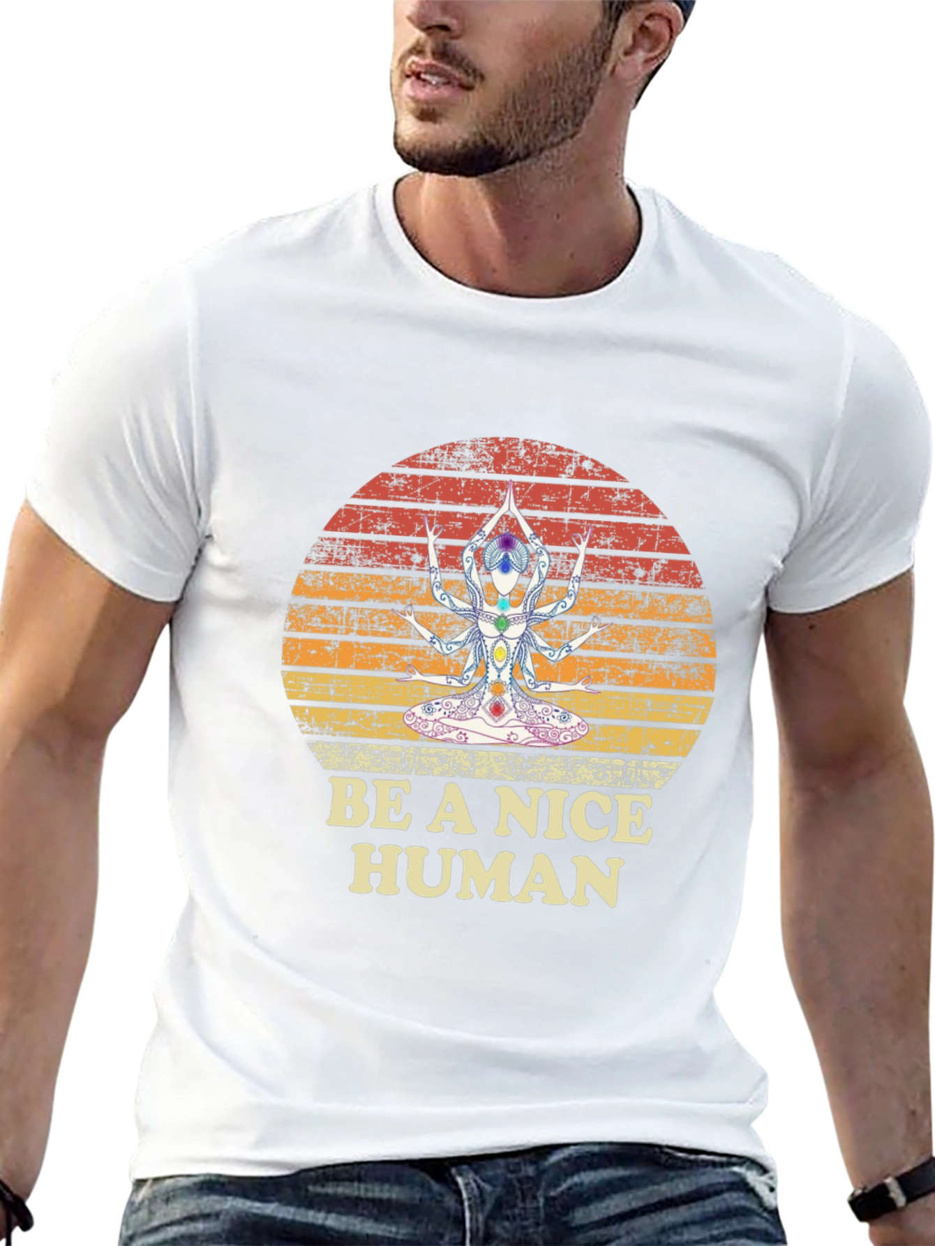 Be A Nice Human Yoga Chakra T-Shirt - Black