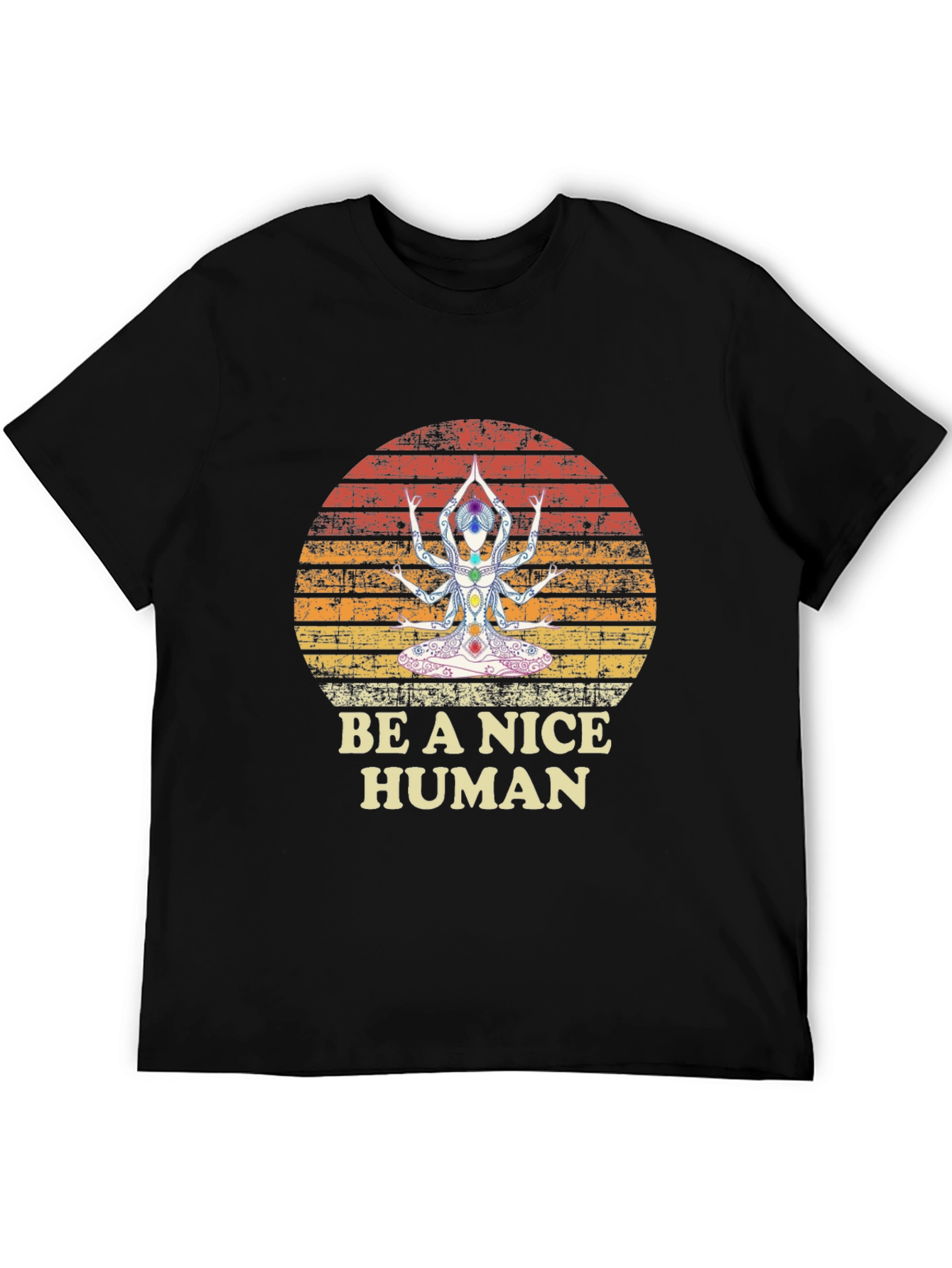 Be A Nice Human Yoga Chakra T-Shirt - Black