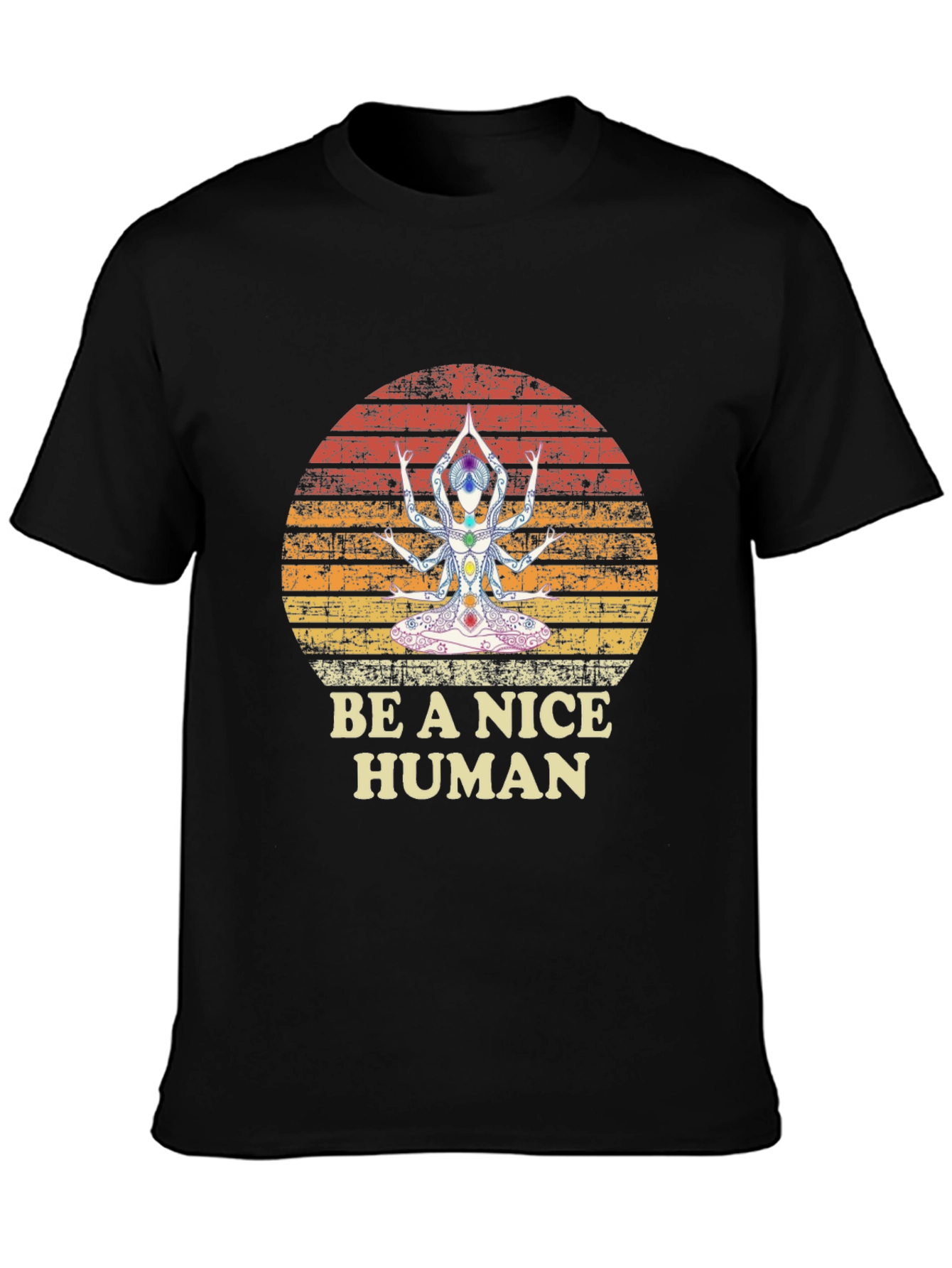 Be A Nice Human Yoga Chakra T-Shirt - Black