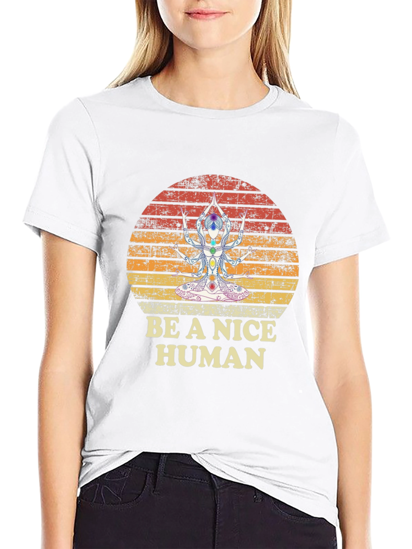 Be A Nice Human Yoga Chakra T-Shirt - Black